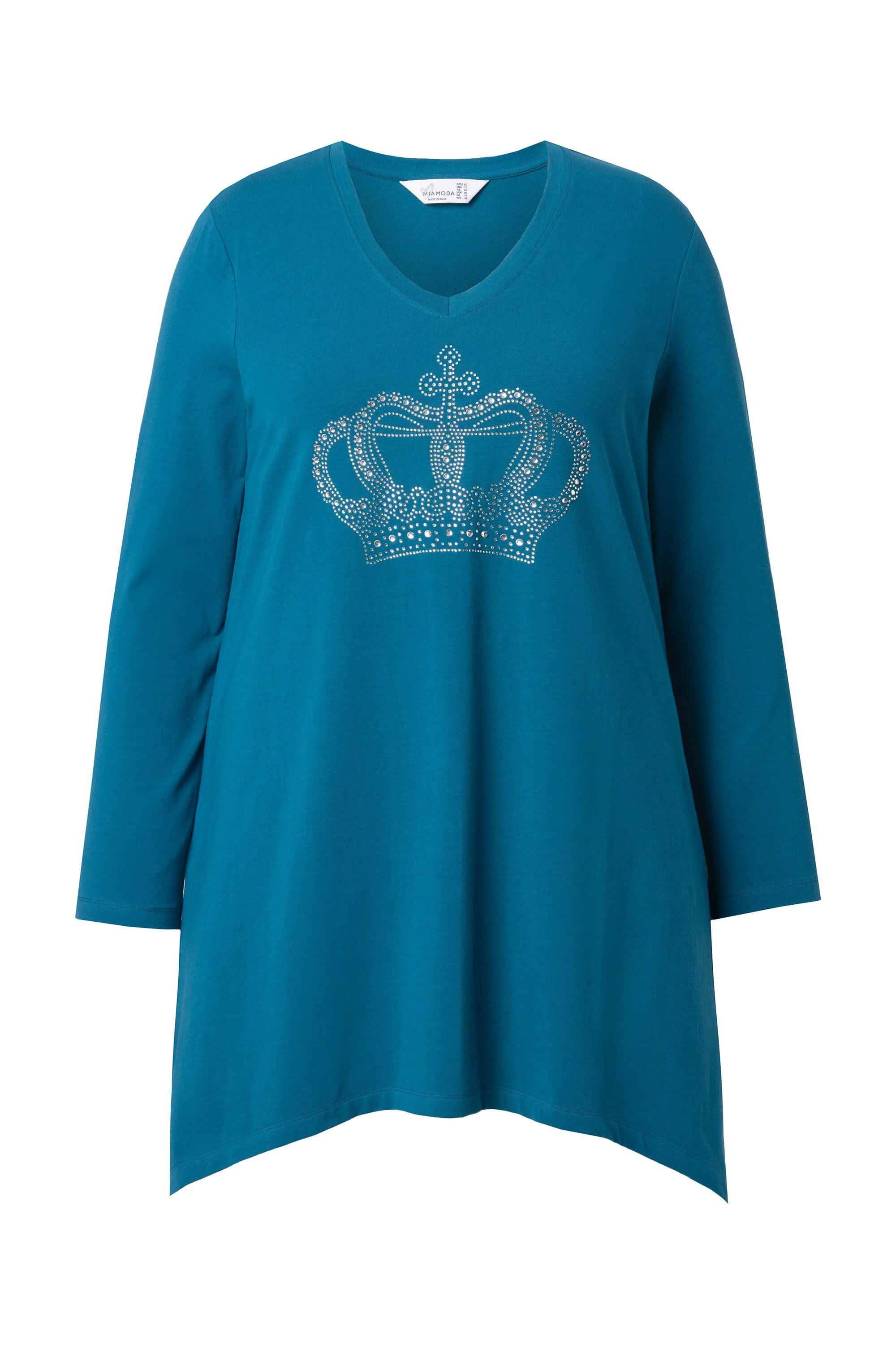 MIAMODA T-Shirt Langarmshirt A-Linie Glitzersteinchen-Krone günstig online kaufen