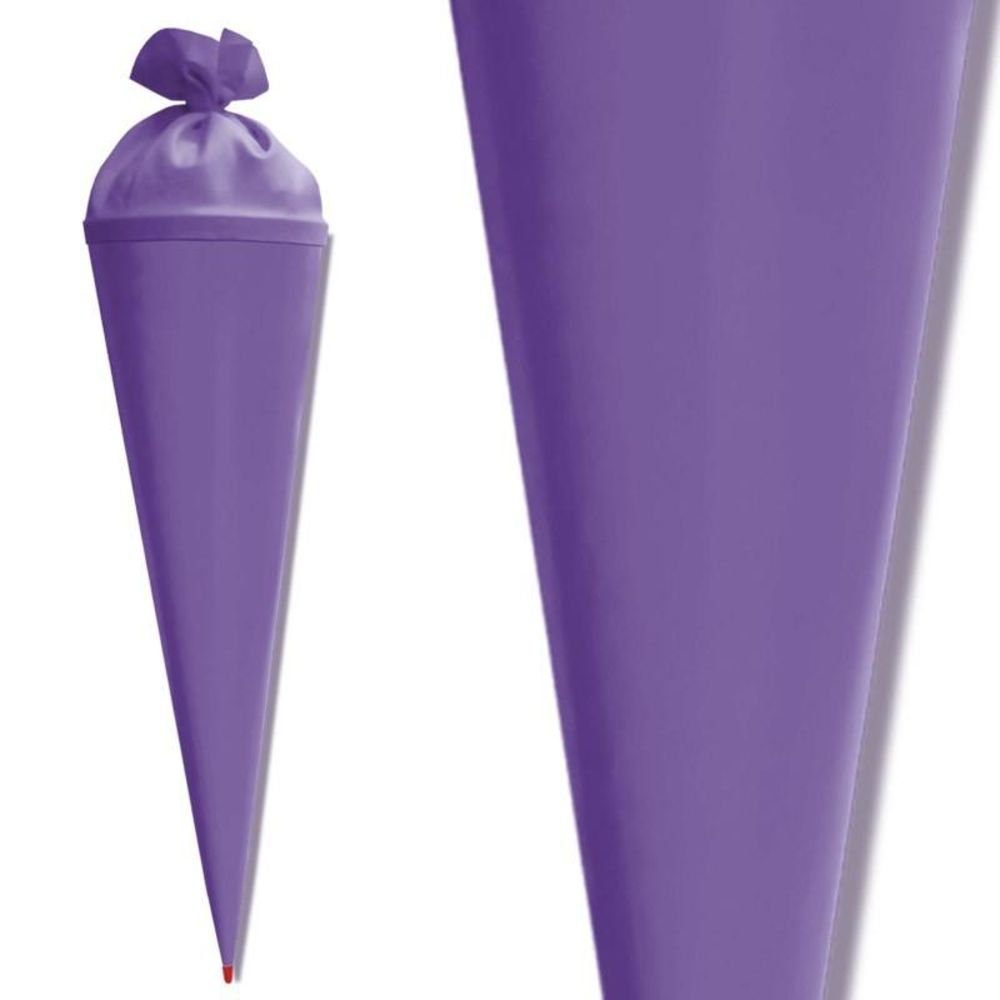 Roth Schultüte Basteltüte 70 cm, rund lila Einschulung Zuckertüte Rot(h)-Spitze Filz-Verschluss