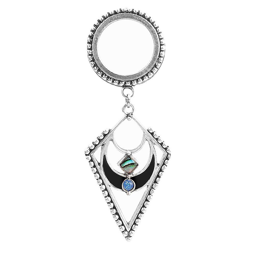 Taffstyle Plug Piercing mit Perlmutt Rombus Kristall Anhänger, Flesh