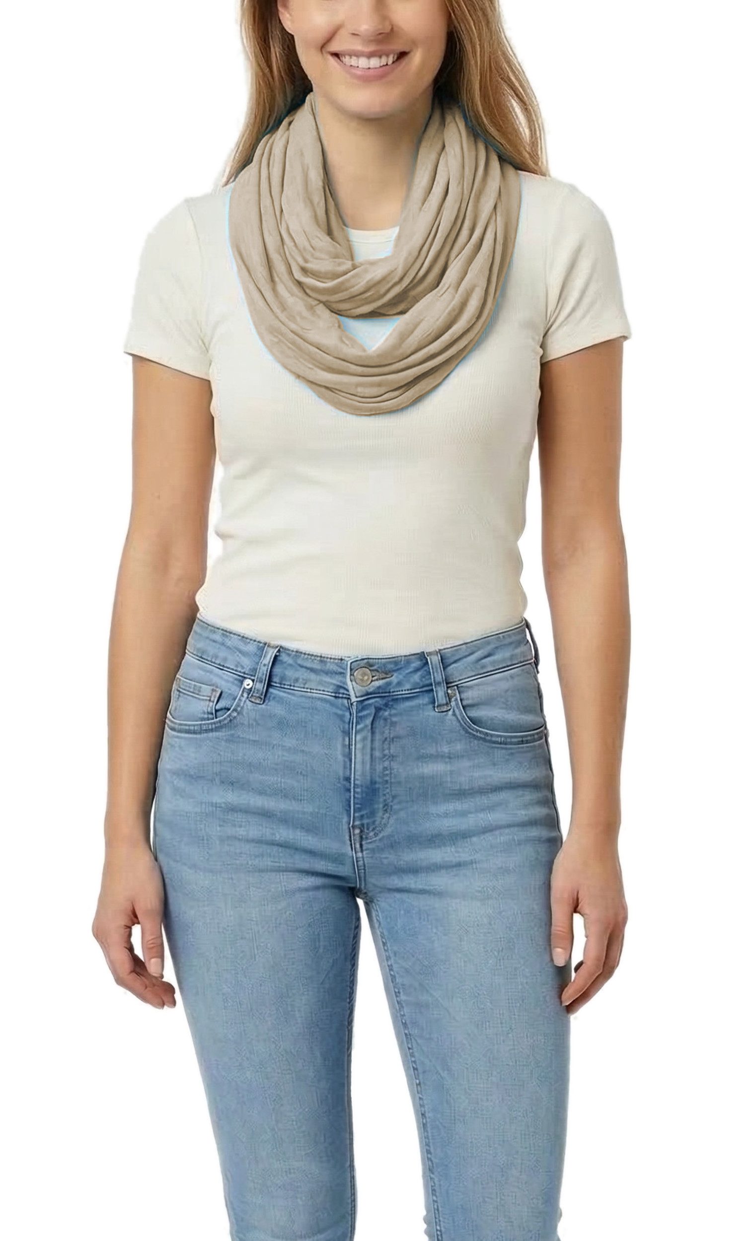 dy_mode Loop Damen Loopschal Schmaler Schlauchschal Rundschal Einfarbig, in Crinkle Optik, Unifarben