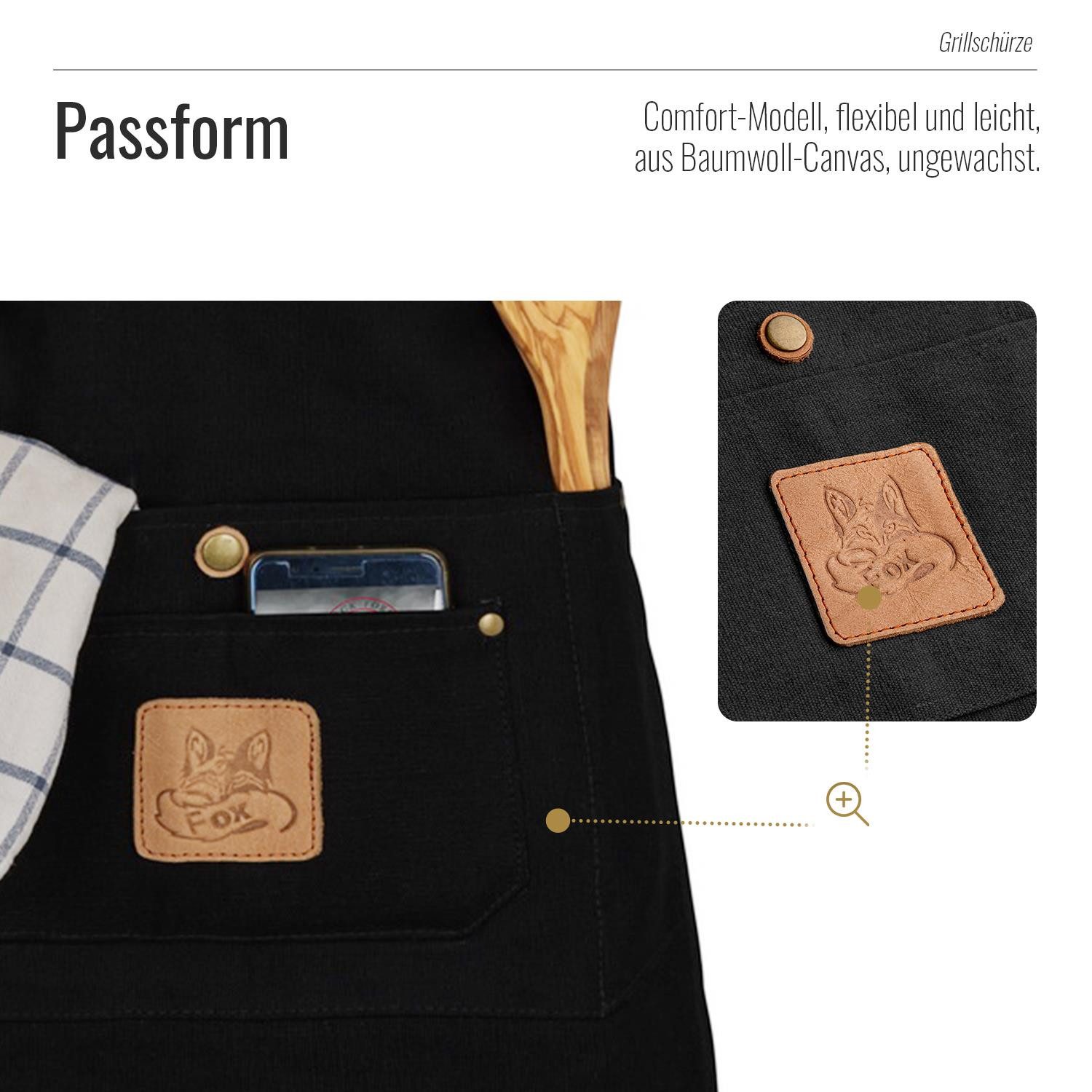BLACK FOREST FOX Grillschürze Canvas Arbeitsschürze, Grillschürze BBQ Kochs günstig online kaufen