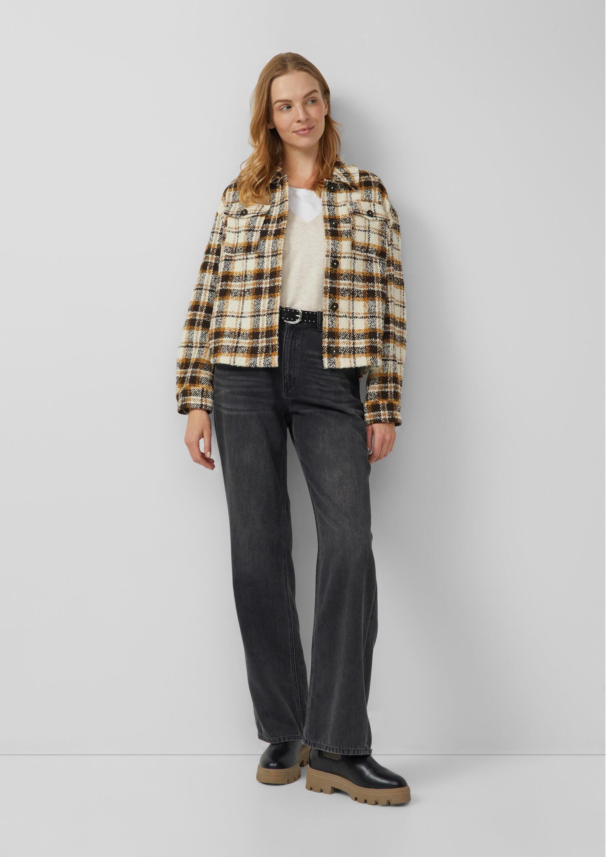 s.Oliver Kurzarmpullover Strickpullunder Pullunder aus Wollmix mit Seitenschlitz und überschnittener Schulter