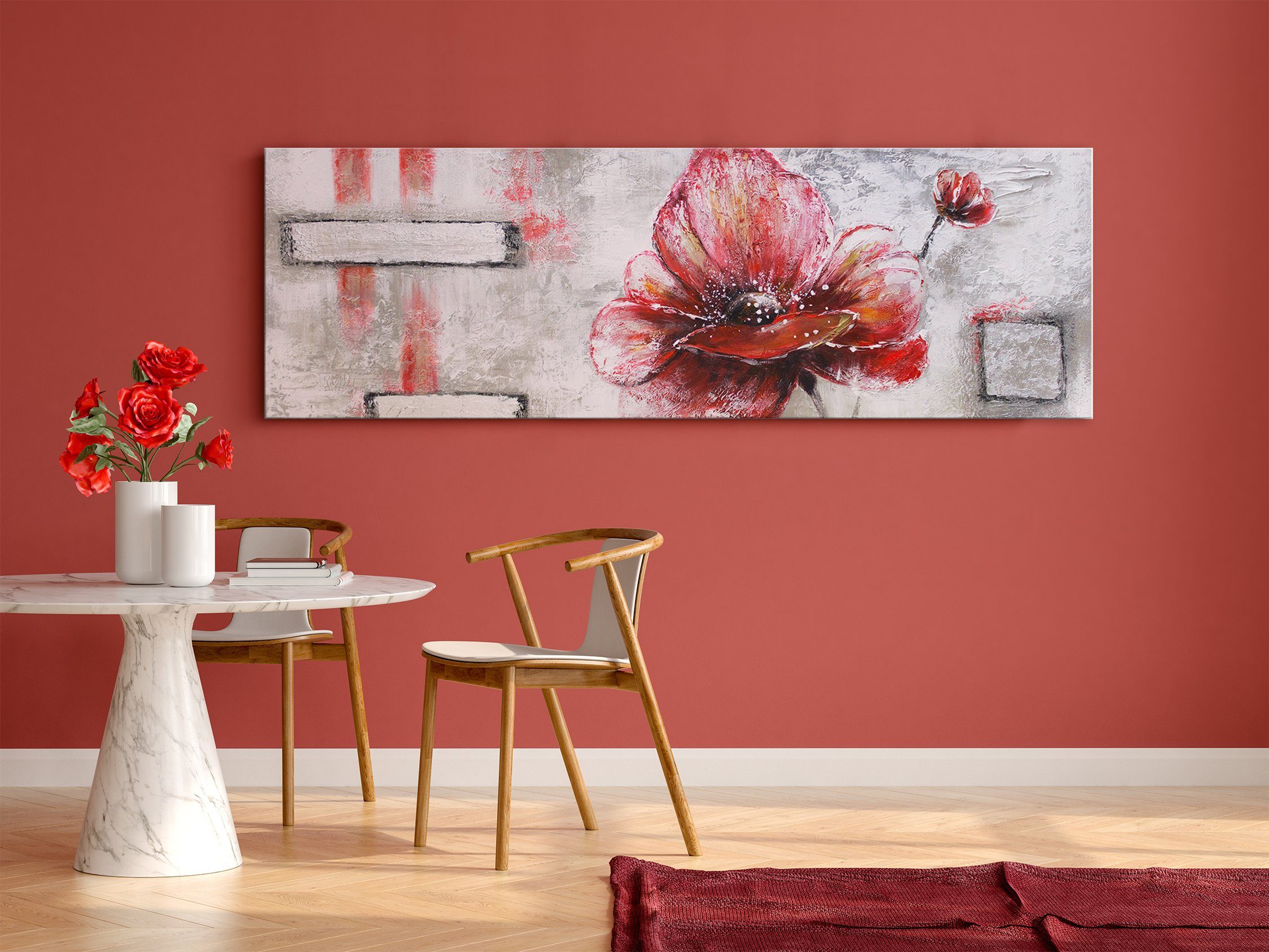 Abstrakt Blüte, Rote YS-Art Handgemalt Blumen Bild Leinwand Gemälde Blumen, Blüten