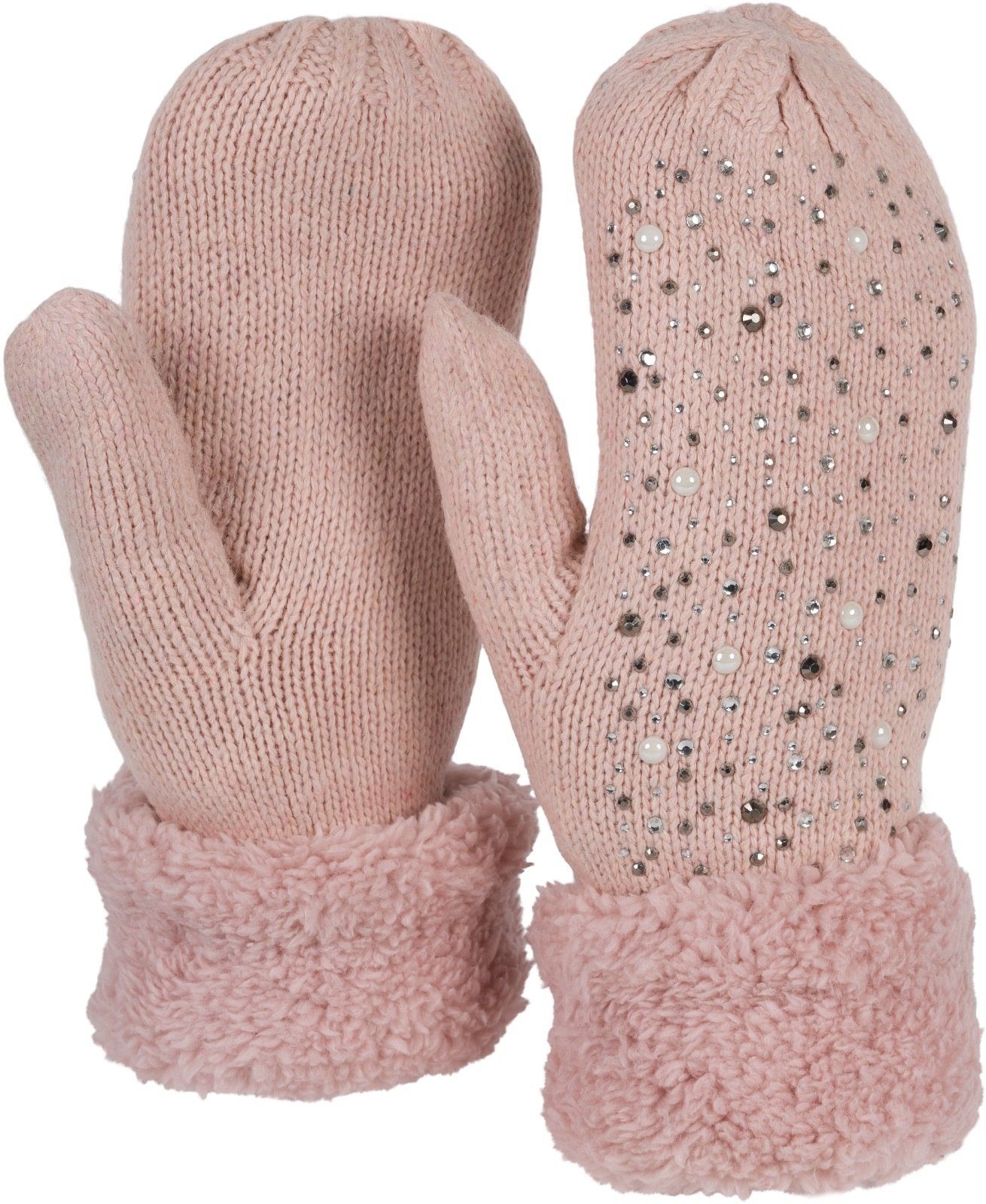 styleBREAKER Fäustlinge Strickhandschuhe Fäustlinge mit Strass günstig online kaufen