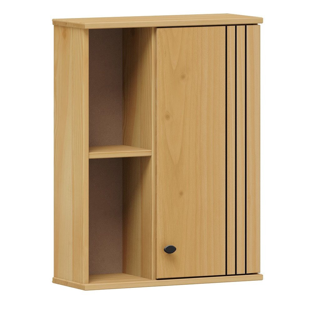 Main Möbel Hängeschrank Badoberschrank 52x70cm Kiefer massiv eichefarbig & schwarz