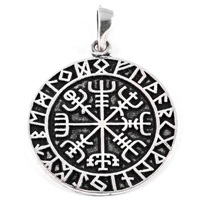 HOPLO Kettenanhänger VEGVISIR Medaillon Silberanhänger Wikinger Viking Kompass Rune Anhänger 925er Silber