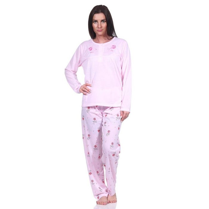 EloModa Pyjama Damen Pyjama lang zweiteiliger Schlafanzug; M L (2 tlg)