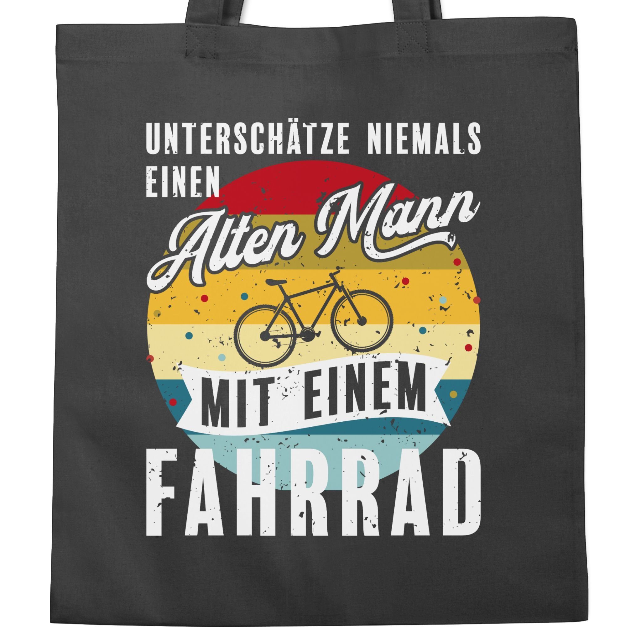 Bekleidung Shirtracer Fahrrad Umhängetasche Fahrrad mit alten Dunkelgrau einem 3 Vintage - Mann weiß, Radsport Unterschätze einen niemals