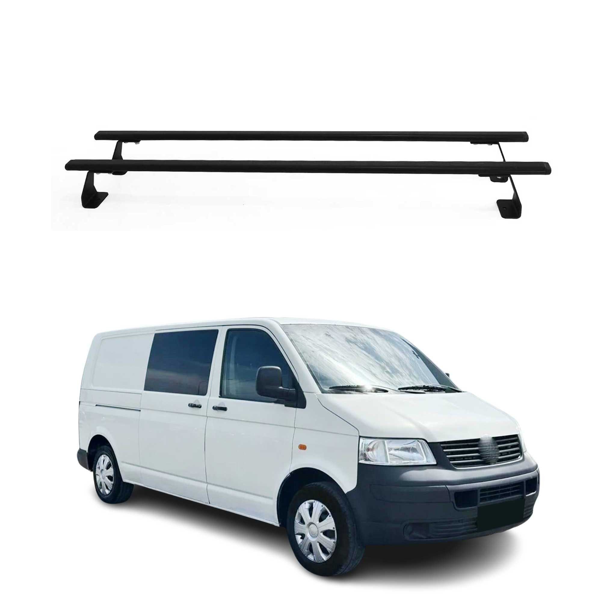 OMAC Dachträger Gepäckträger für VW T5 Caravelle 2003-2015 Grundträger Schwarz 2x (2-St), Wasserbeständig,Abnehmbar,Multifunktional,Schwerbeanspruchbar