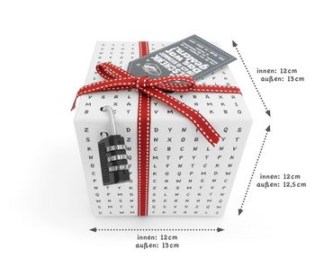 SURPRISA Geschenkbox Rätselbox, persönliche Geschenkverpackung + Rätselspiel - für Freundin, Freund, zur Hochzeit oder zum Geburtstag - weiß