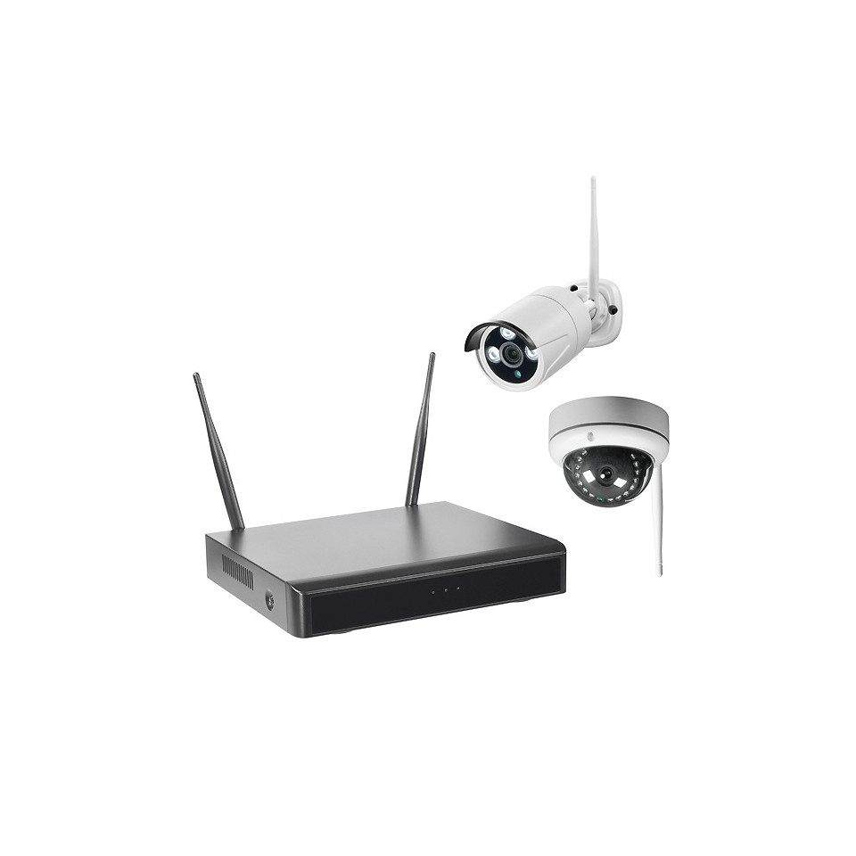 Indexa WLAN-NVR mit 2 Außenkameras, 2TB HDD, WiFi Gefahrenmeldeanlage