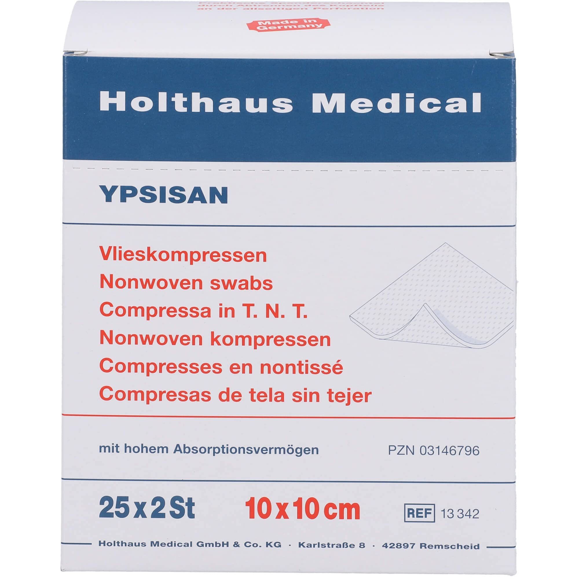 Wundpflaster YPSISAN Wundkompresse, 10 x 10 cm, 25 x 2 Stück steril