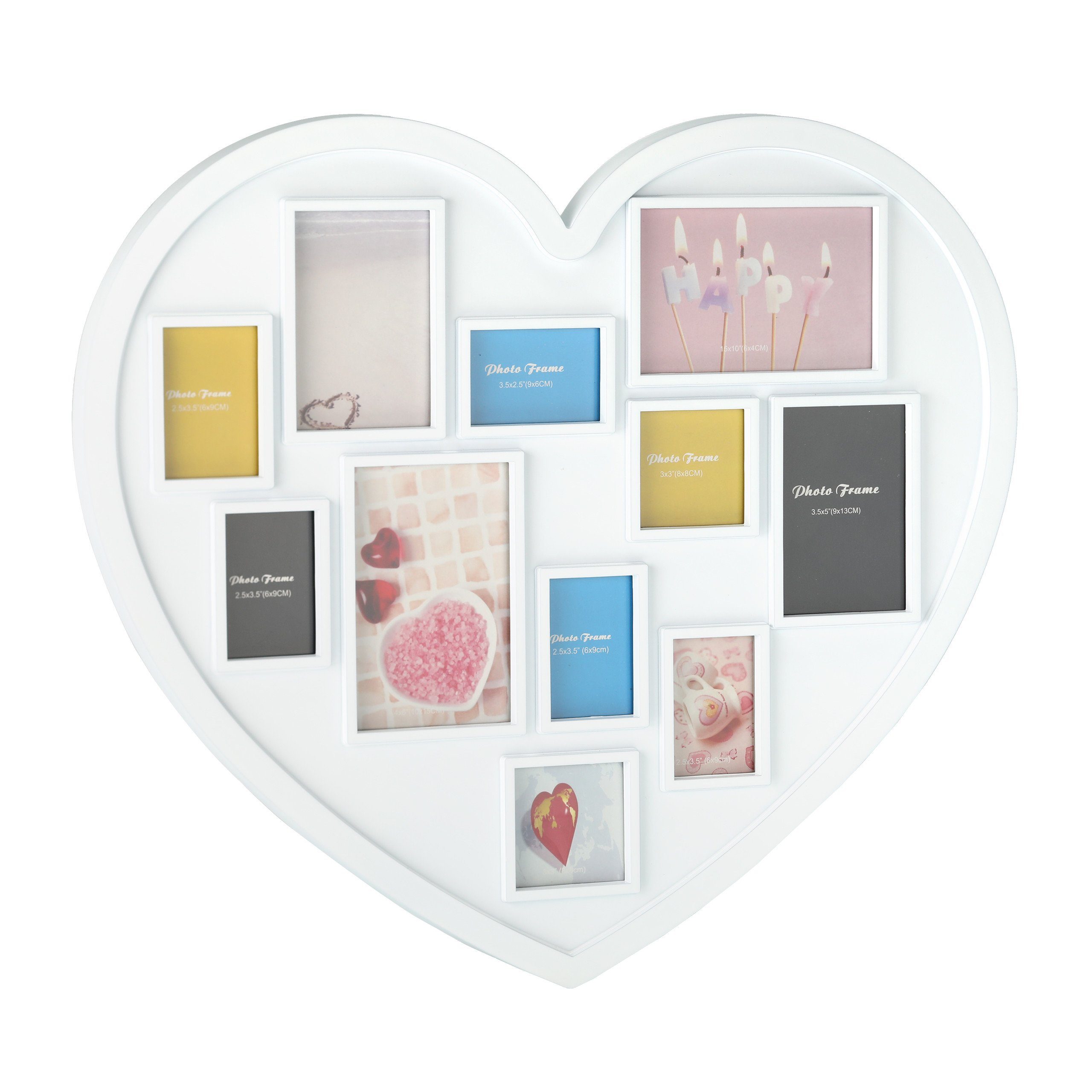 relaxdays Bilderrahmen Collage Herz Bilderrahmen für 11 Bilder, weiß günstig online kaufen