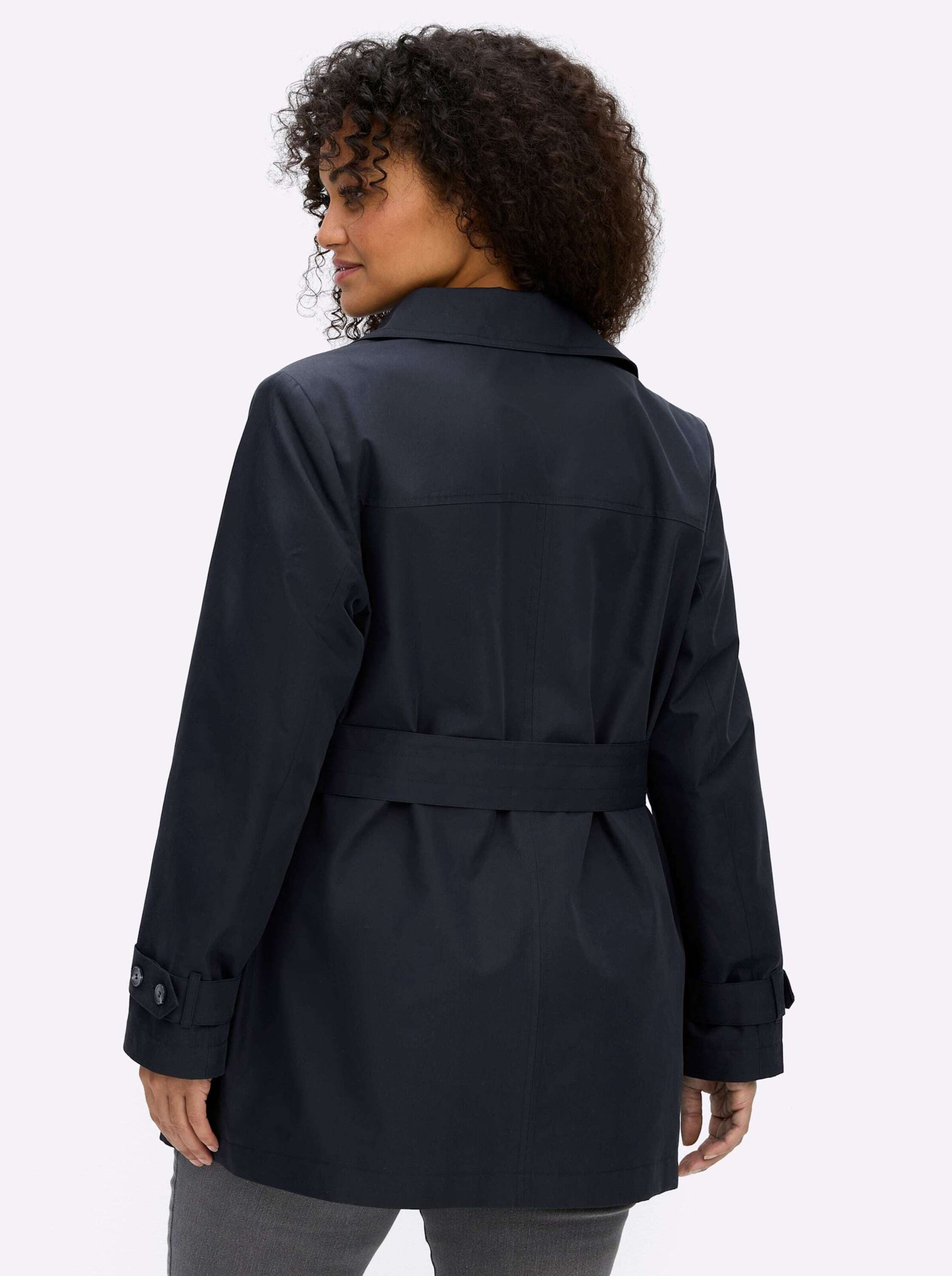 Sheego Winterjacke Trenchcoat Langarm mit Gürtel, wasserabweisende Qualität – Bild 2 von 5