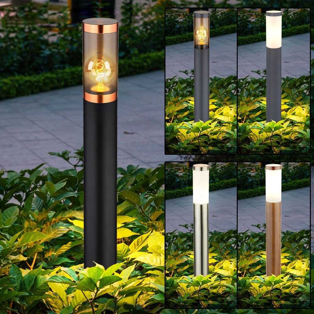 LED braun Globo Außenleuchte Stehlampe schwarz Wegeleuchte Leuchtmittel Warmweiß, inklusive, Außen-Stehlampe, außen Gartenlampen