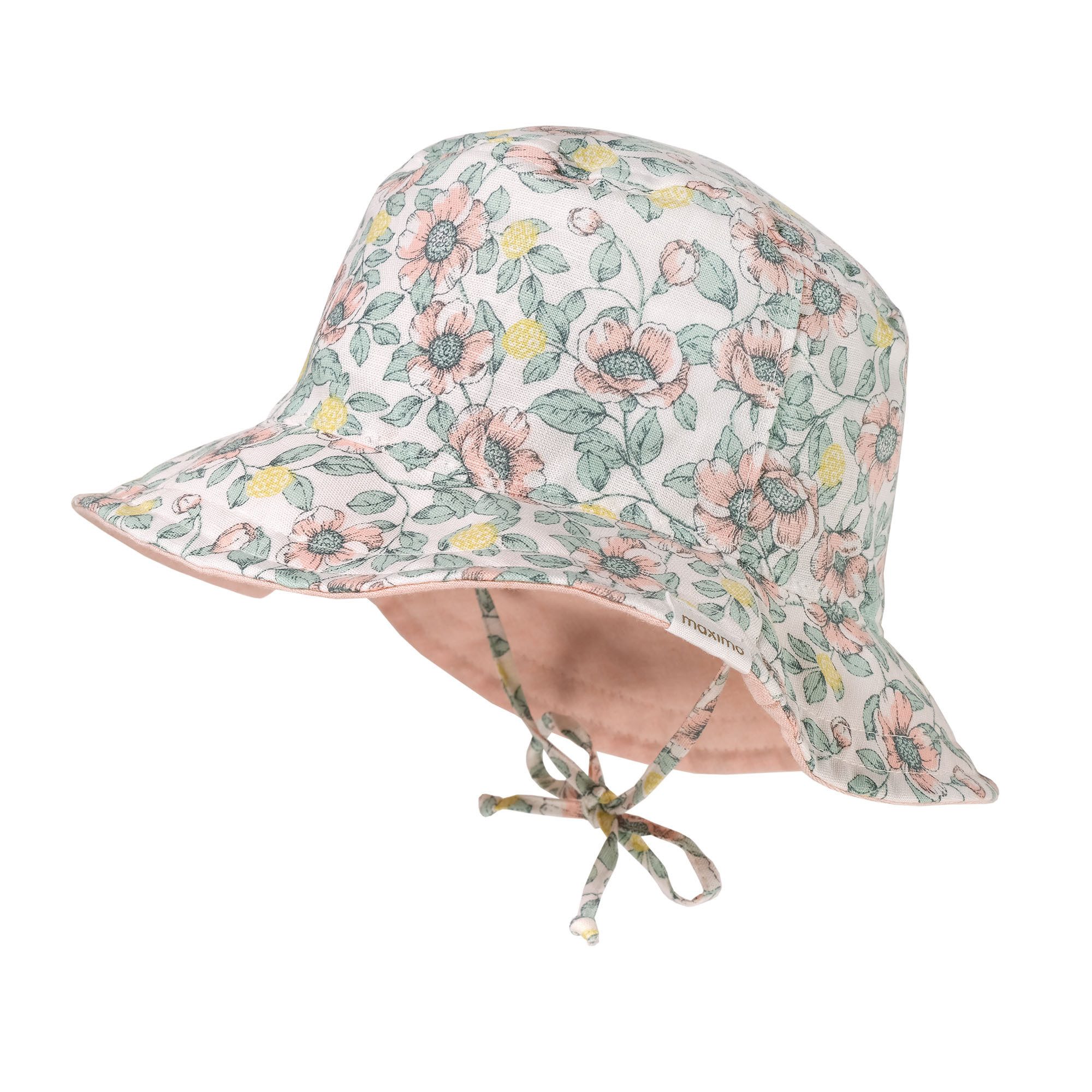 MAXIMO Fischerhut MINI GIRL-Hut, Blume Webstoff Druck, Bindeband, Futter, UV 15 (1-St)