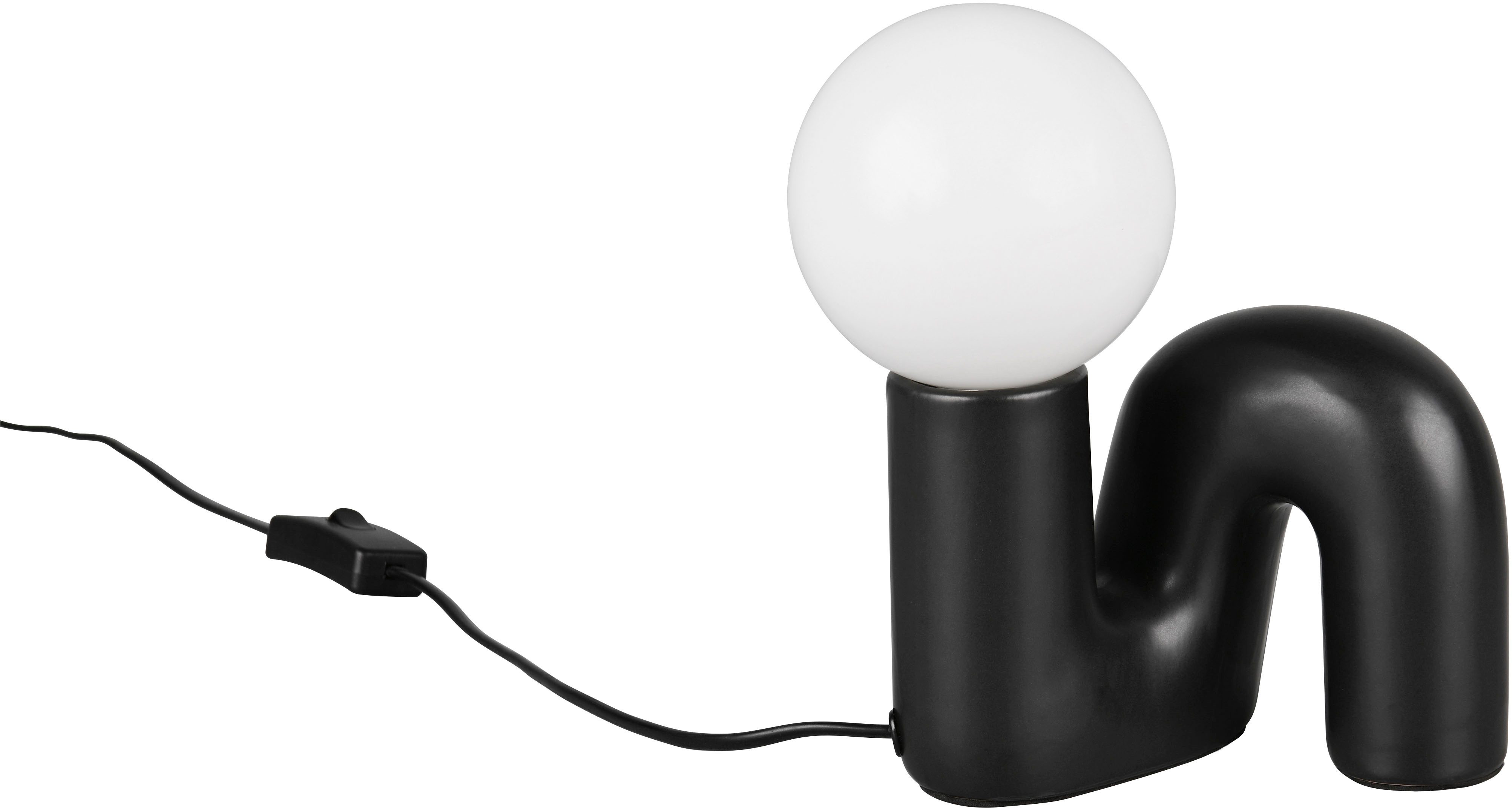 Reality Leuchten Tischleuchte QUINN, Keramik Tischlampe m. Glasschirm, Set inkl 2xG9 Leuchtmittel 3W, Ein-/Ausschalter, Leuchtmittel wechselbar, Warmweiß, Design Nachttischlampe, Schreibtischlampe Höhe 22cm, Glas Lampenschirm