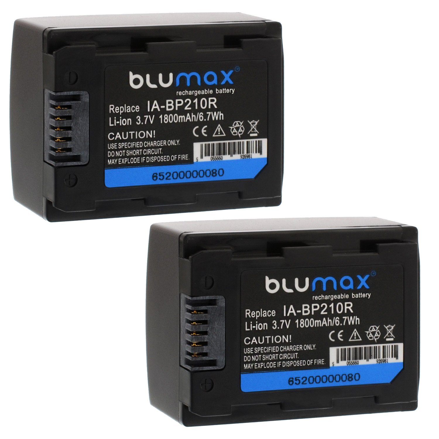 Blumax HMX-H300BN, H400BP BP-210R mAh 1800 2x Kamera-Akku H300BP,