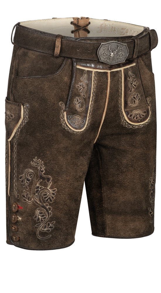 Trachtenlederhose Lederhose kurz Hansi in Braun von Nübler