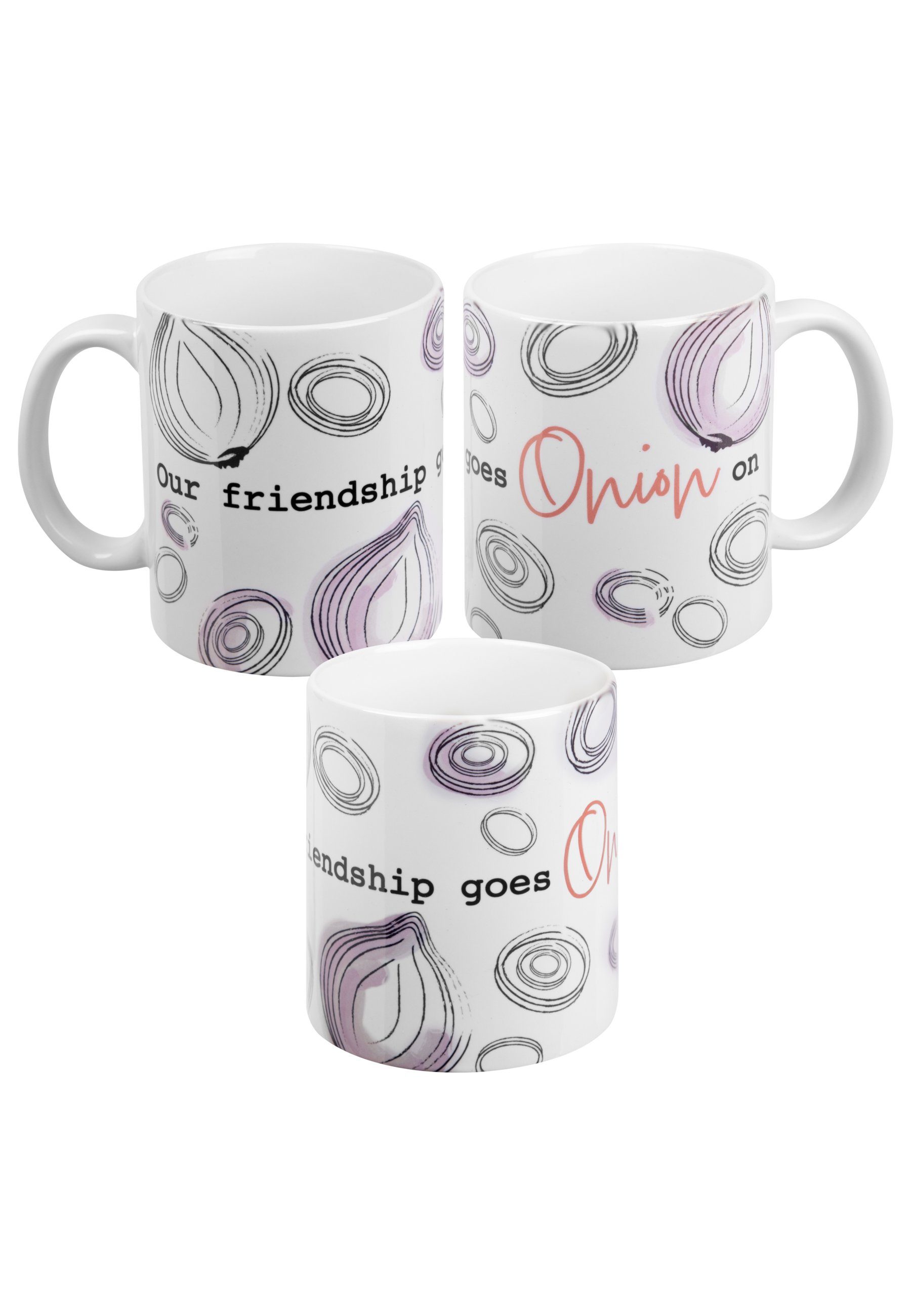 United Labels® Tasse Karma Tasse - Our friendship goes Onion on Kaffeetasse Weiß, Keramik