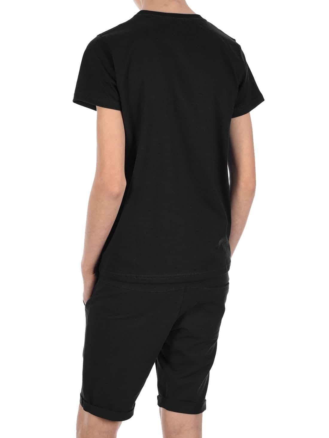 Shorts Bund T-Shirt Schwarz T-Shirt mit BEZLIT elastischem / (1-tlg) Set & Shorts Schwarz Jungen