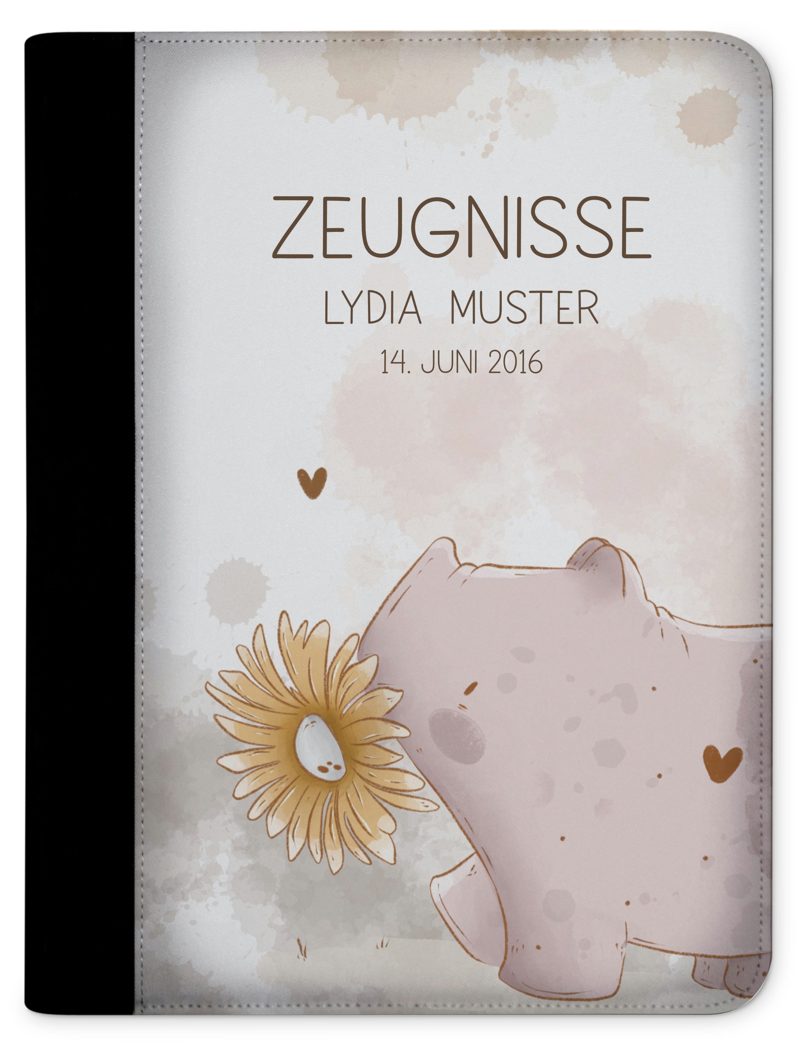 CreaDesign Schreibmappe Kinder Zeugnismappe, Dokumentenmappe, Ordner A4, Schwein Blume (1-St)