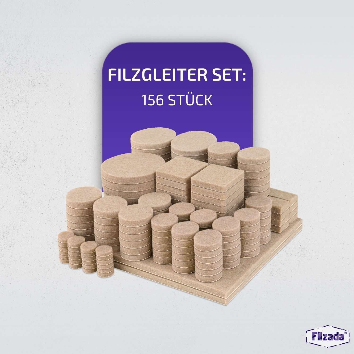 Filzada Filzgleiter Filzgleiter Filz Eckig Beige 156 Selbstklebend Möbelgleiter Rund St Set