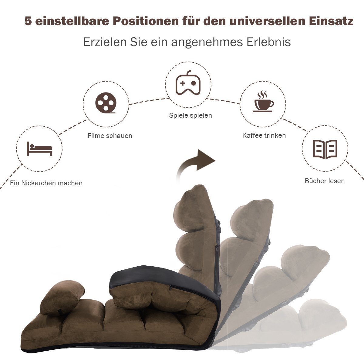 COSTWAY Relaxliege, mit Liegefunktion,Klappbar,verstellbare Rücklehne günstig online kaufen