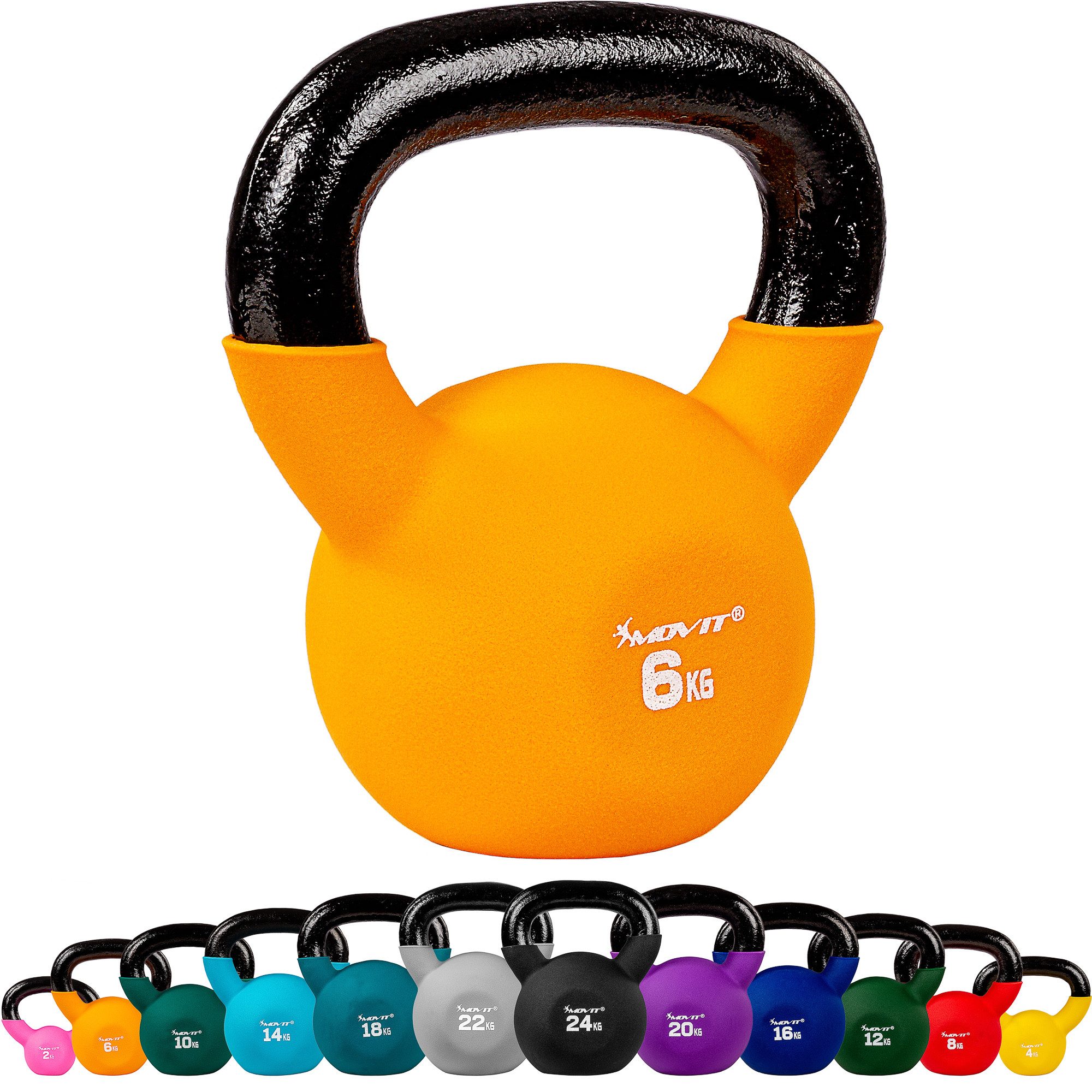 MOVIT Kettlebell PRO, Kugelhantel aus Gusseisen, (Schwunghantel, Trainingsgewicht)