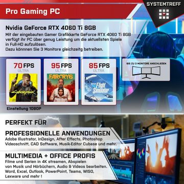 SYSTEMTREFF Gaming-PC (AMD Ryzen 5 5600X, GeForce RTX 4060 Ti, 16 GB RAM, 1000 GB SSD, Luftkühlung, Windows 11, WLAN)
