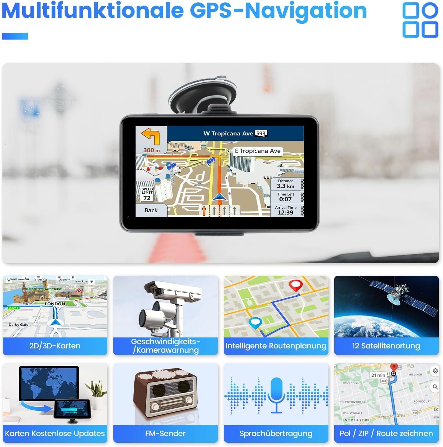 7'' Navi,Europa Kostenloses Karten DOPWii GPS PKW Navigationsgerät Navigation 47