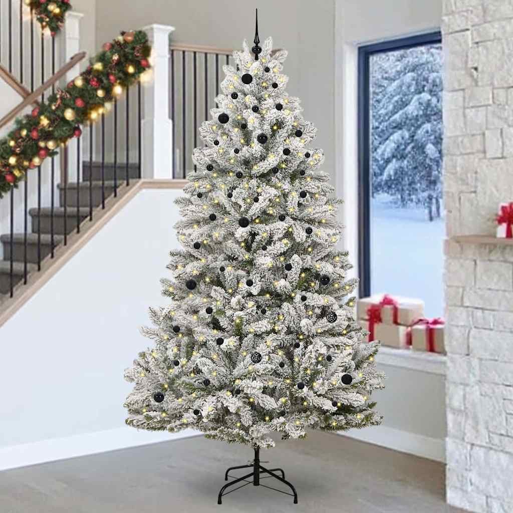 furnicato Künstlicher Weihnachtsbaum Grün und Weiß 270 cm PVC und Metall