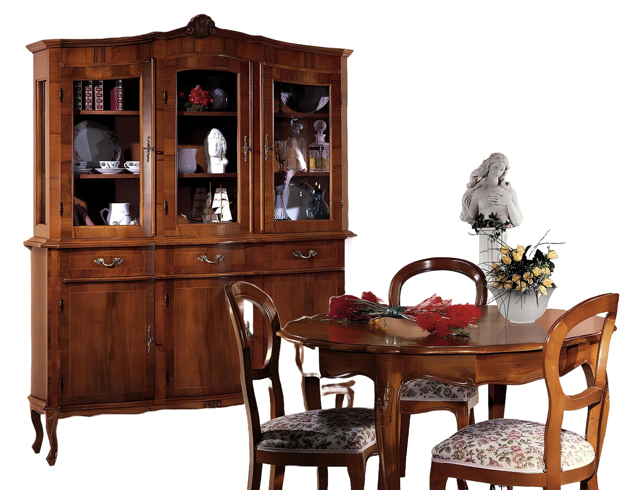 Xlmoebel Sideboard Elegante Vitrine aus massivem Holz mit Glaselementen (1 St., Anrichte), Hergestellt in Europa