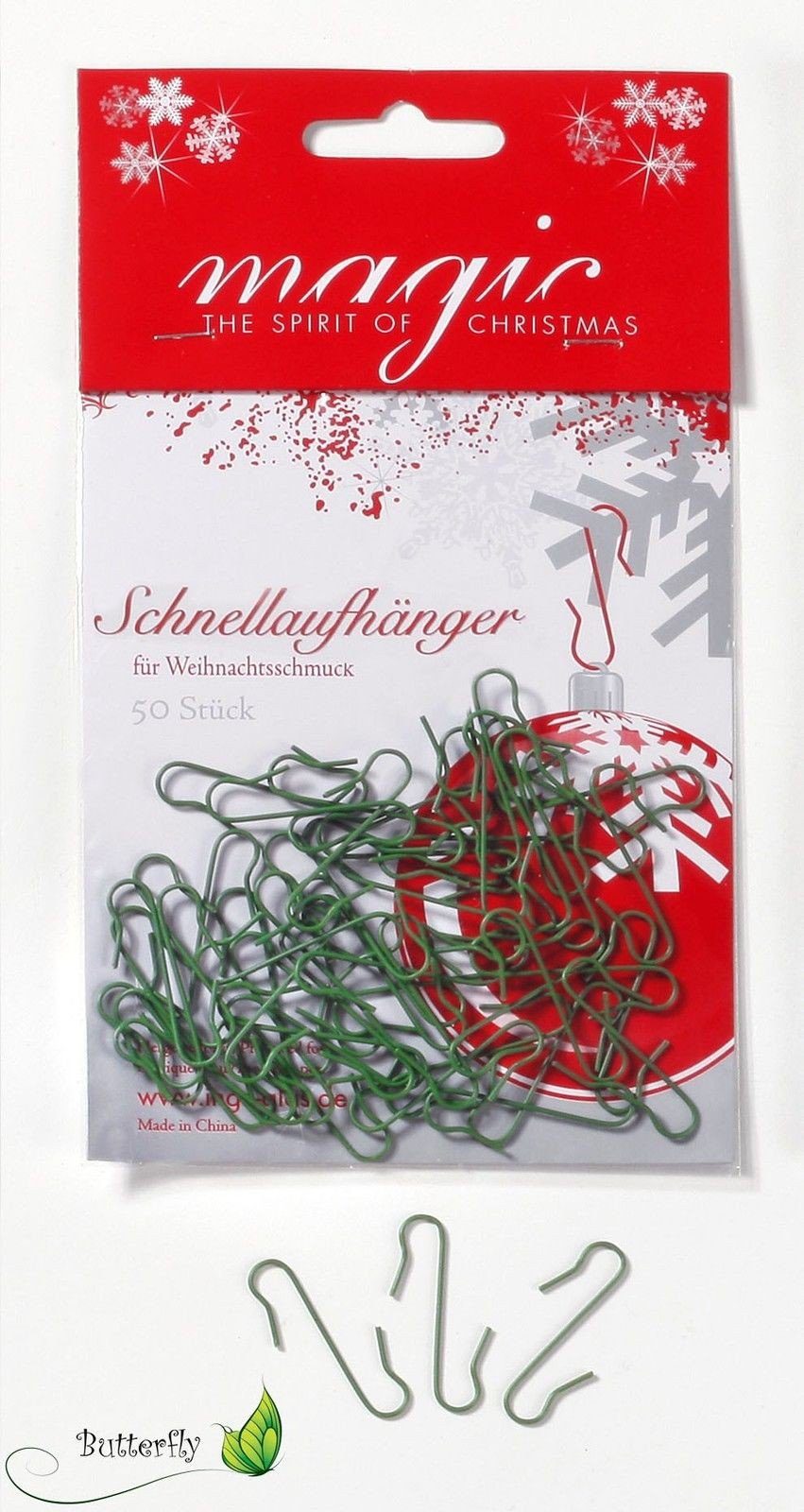 MAGIC by Inge Weihnachtsbaumklammer, Kugelaufhänger für Christbaumkugeln, 50 Stück | Weihnachtsbaumklammern