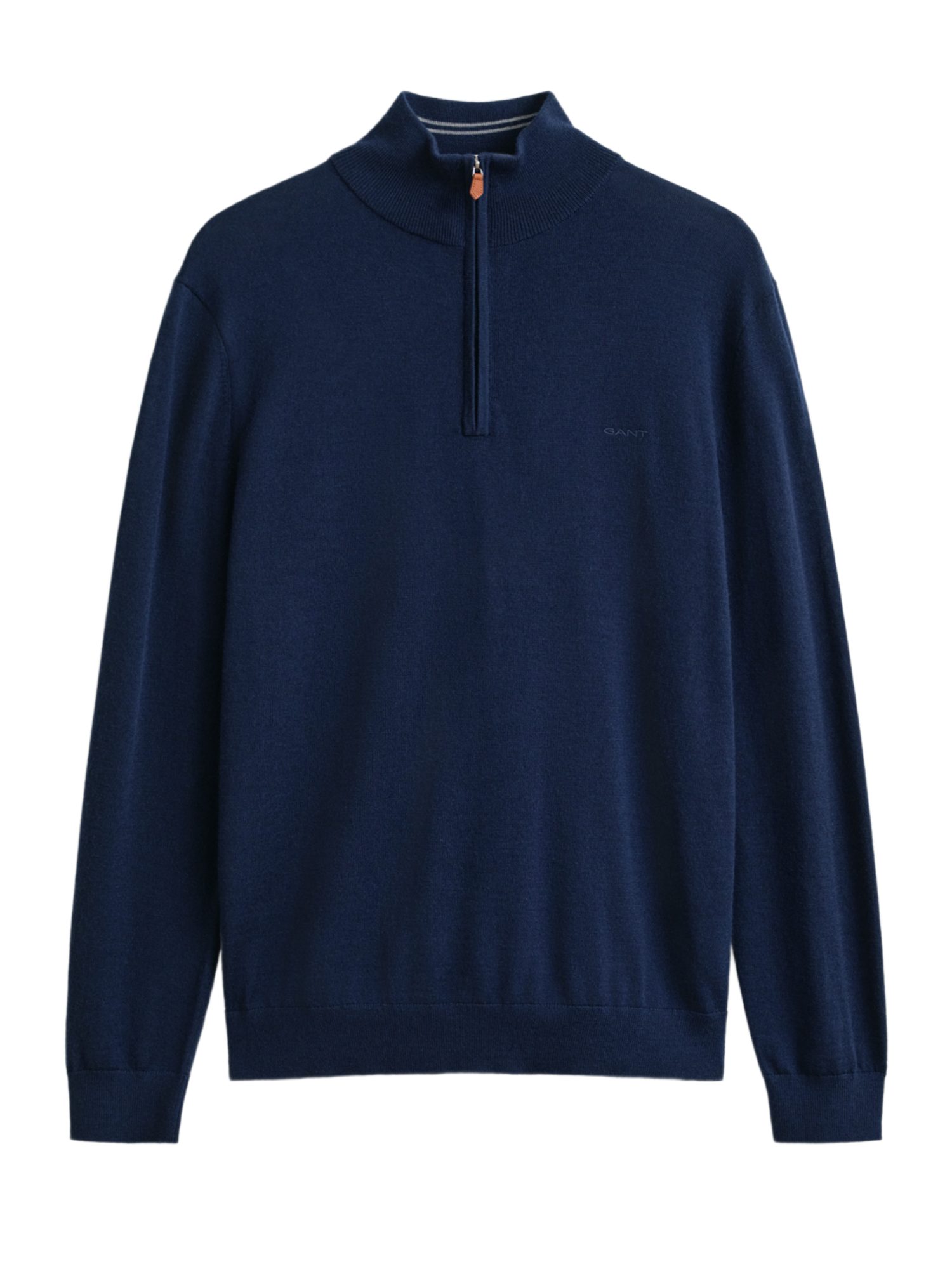 Gant Troyer blau,Casual,Baumwolle,Unifarben,Troyer-Kragen,Lang,Regular Fit
