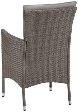 KONIFERA Garten-Essgruppe Mailand, (Set, 19-tlg., 6x Sessel, 1xTisch 150x80 cm, inkl. Auflagen, Polyrattan), Tischplatte aus Sicherheitsglas, Staufläche unter dem Tisch