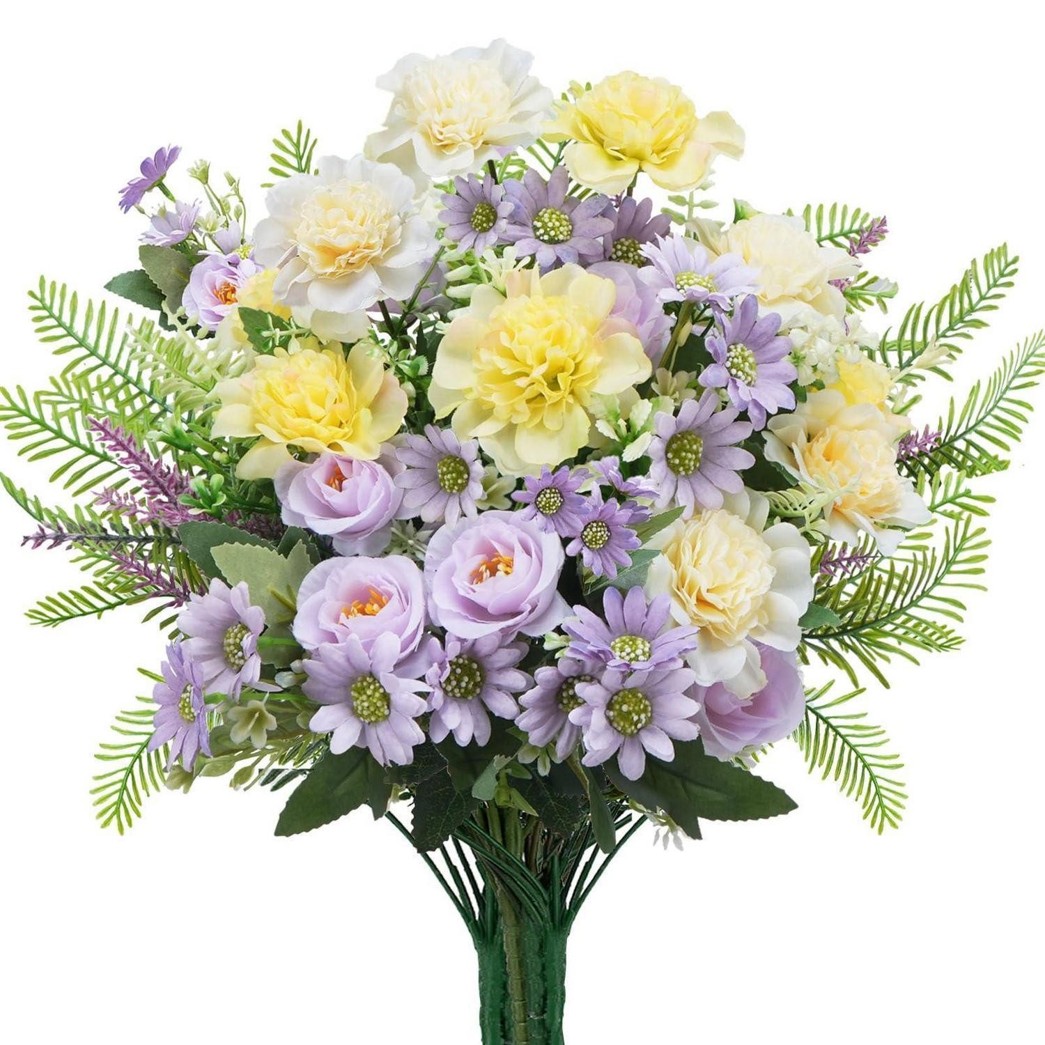 Kunstblumenstrauß Künstlicher Blumenstrauß Lila/Gelb 40cm, LuxusKollektion, Höhe 20 cm