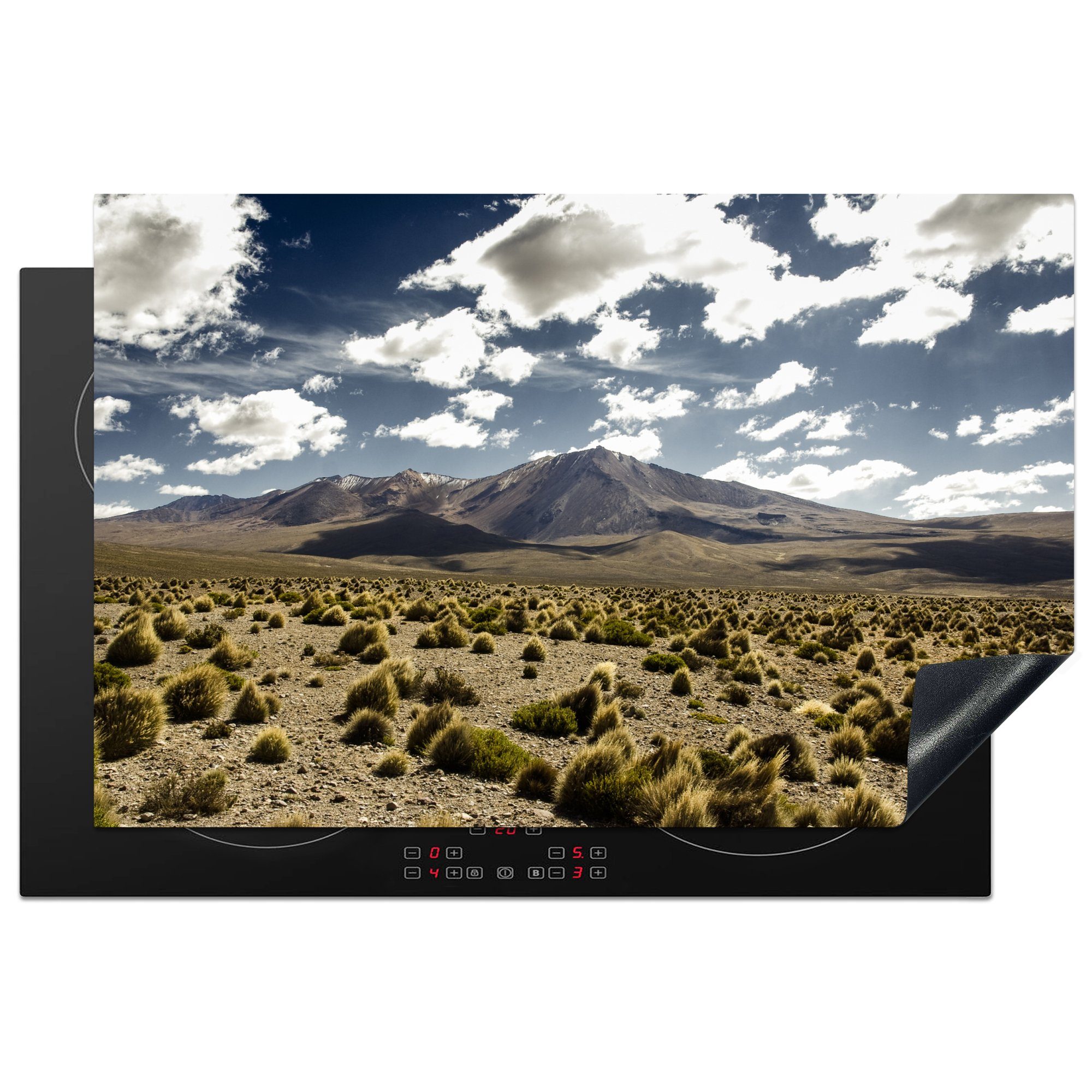 MuchoWow Herdblende-/Abdeckplatte Berglandschaft im Lauca-Nationalpark in Chile, Vinyl, (1 tlg), 81x52 cm, Induktionskochfeld Schutz für die küche, Ceranfeldabdeckung
