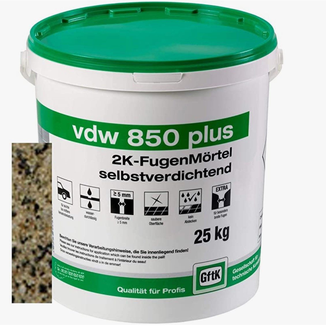 GftK Fugenmörtel VDW 850 Plus Fugenmörtel, Steingrau, 25 Kg