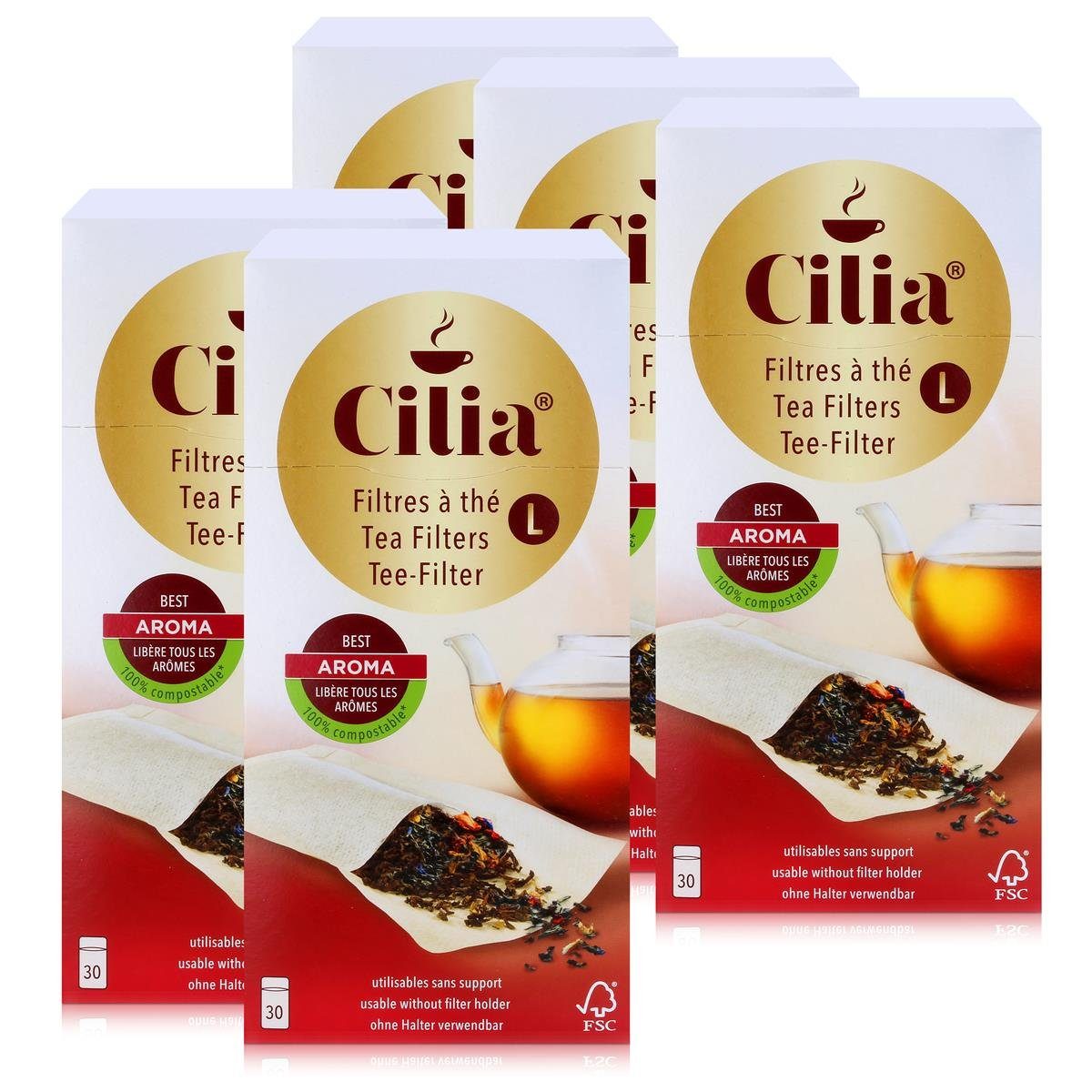 Cilia Teesieb CILIA Teefilter 30 Stk. Grösse L ohne Halter verwendbar (5er Pack)