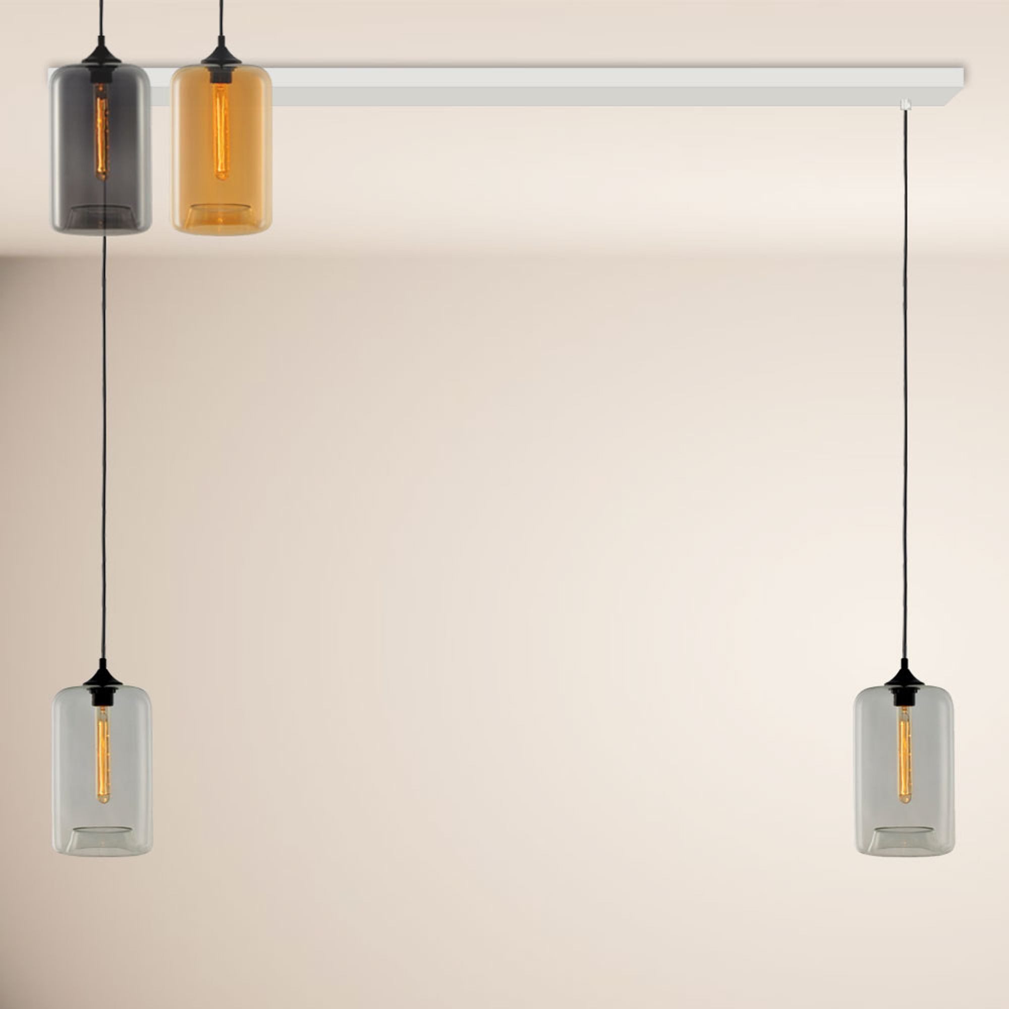 s.luce Pendelleuchte Cruet Esstisch-Pendelleuchte 2 bis 5-flammig Balken 160cm Up Klar