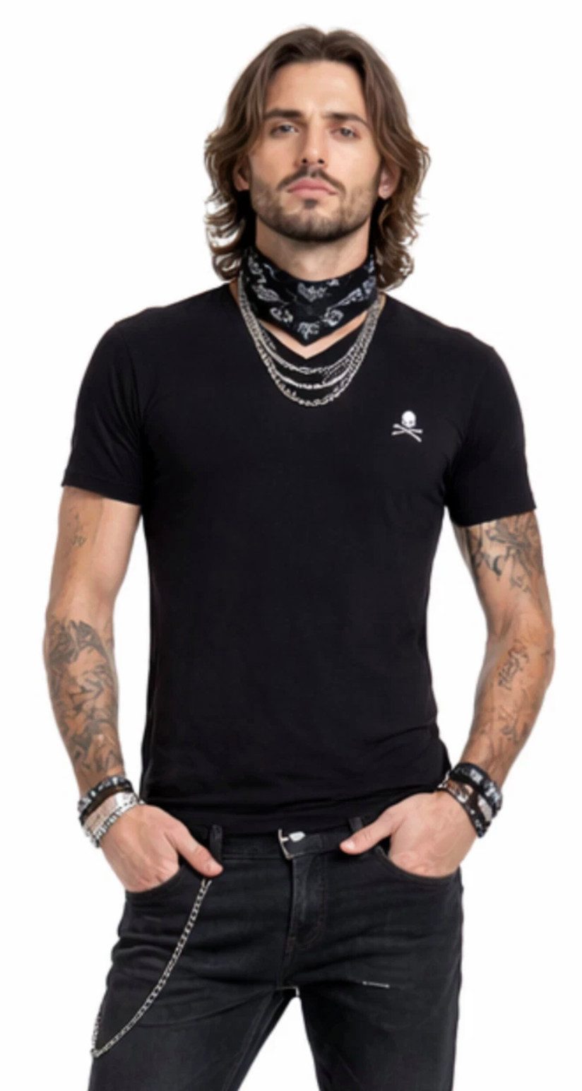 Philip Plein T-Shirt Herren V-Neck Retro Slim fit in bedruckter PP Geschenkbox