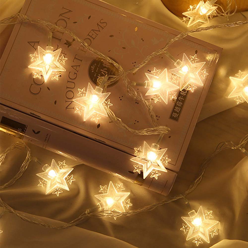 Rosnek LED-Lichterkette Stern Mond Kerosin, Warmweiß, Batterie, für Schlafzimmer Ramadan Deko, 1.5/3M,10/20LEDs, Hochzeit Party
