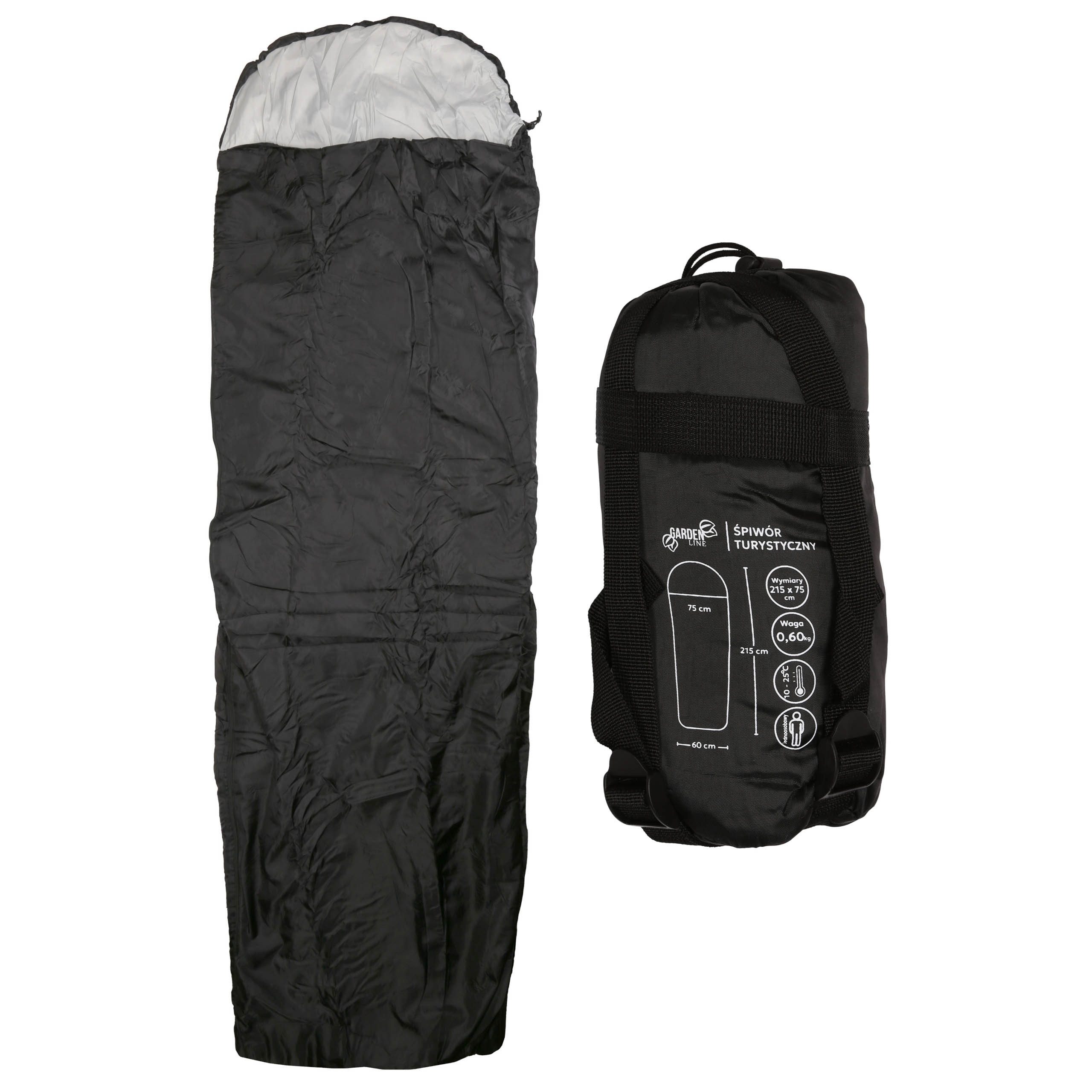 Sarcia.eu Trekkingschlafsack Wasserdichter Schlafsack 1 Person, leicht, mit Kapuze 215x75 cm