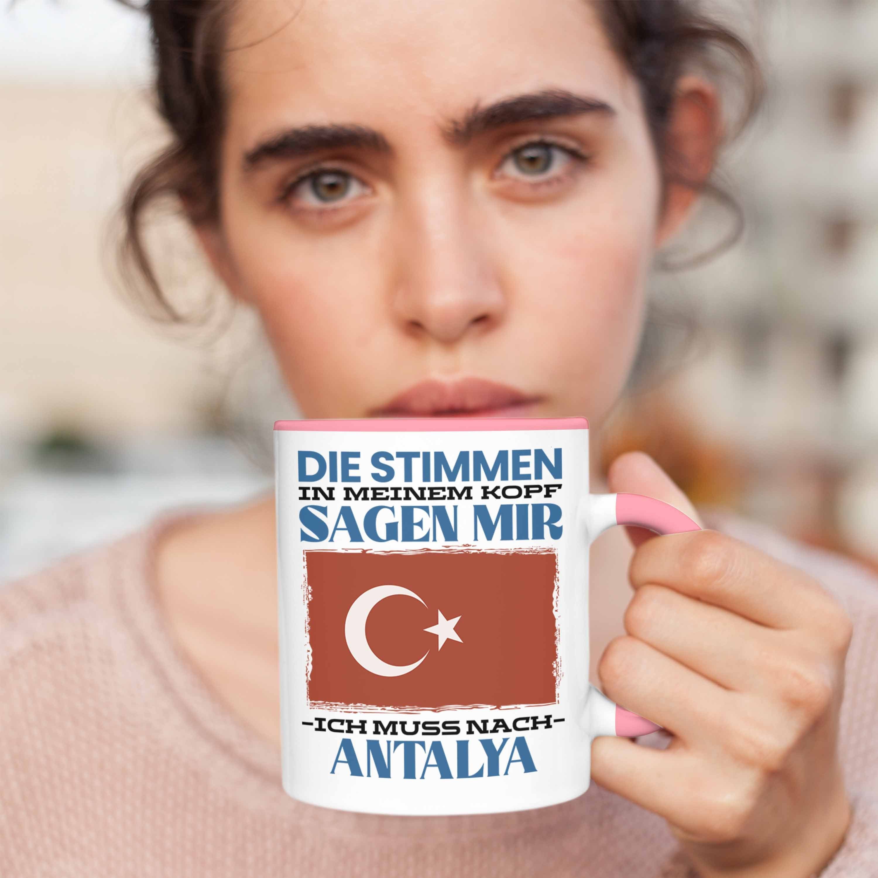 Trendation Tasse Spruch Antalya Heimat Urlaub Geschenkidee Tasse Rosa Geschenk Türkei