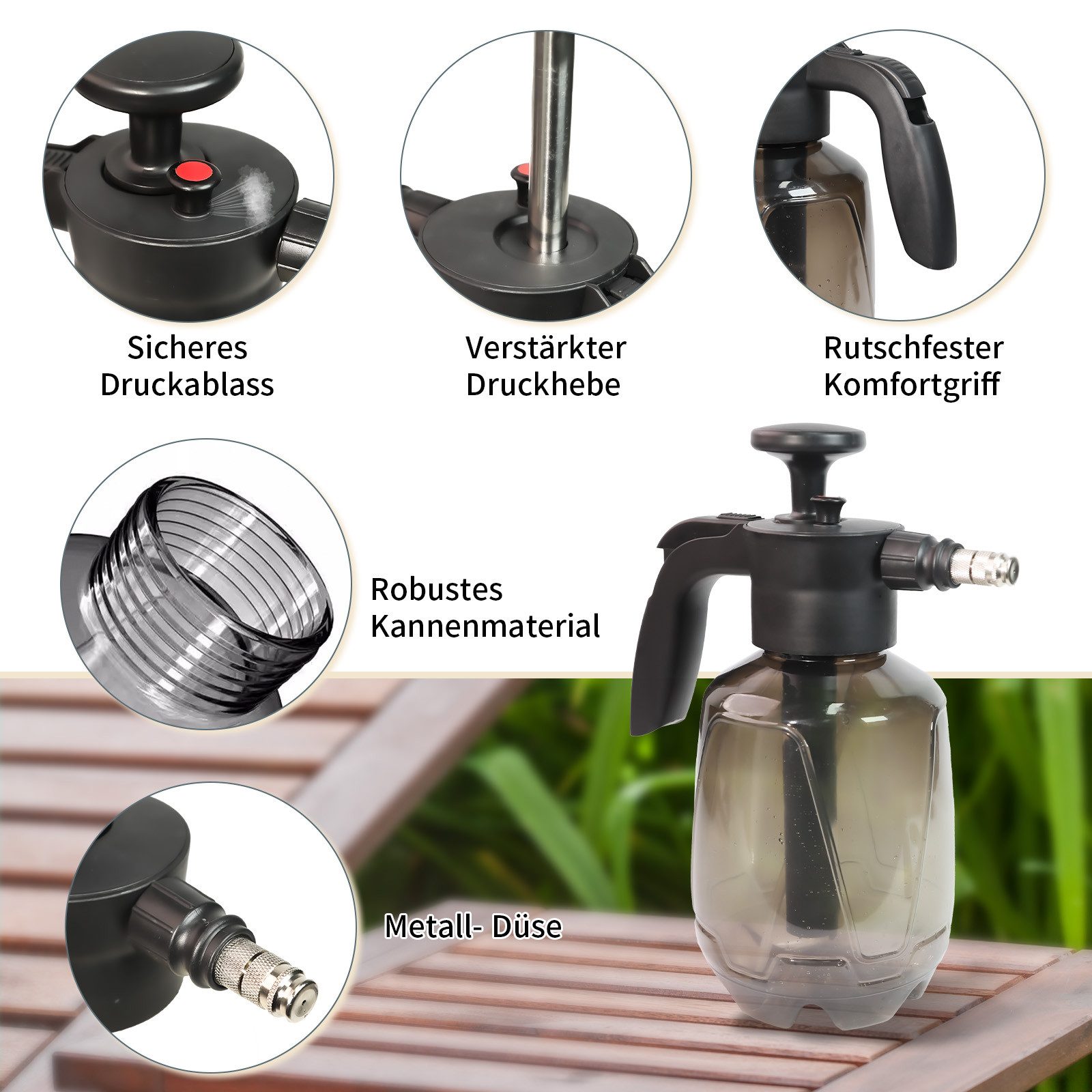 M&W DAS DESIGN Sprühflasche Sprühflasche Drucksprüher Pumpsprühflasche Für Pflanzen Garten