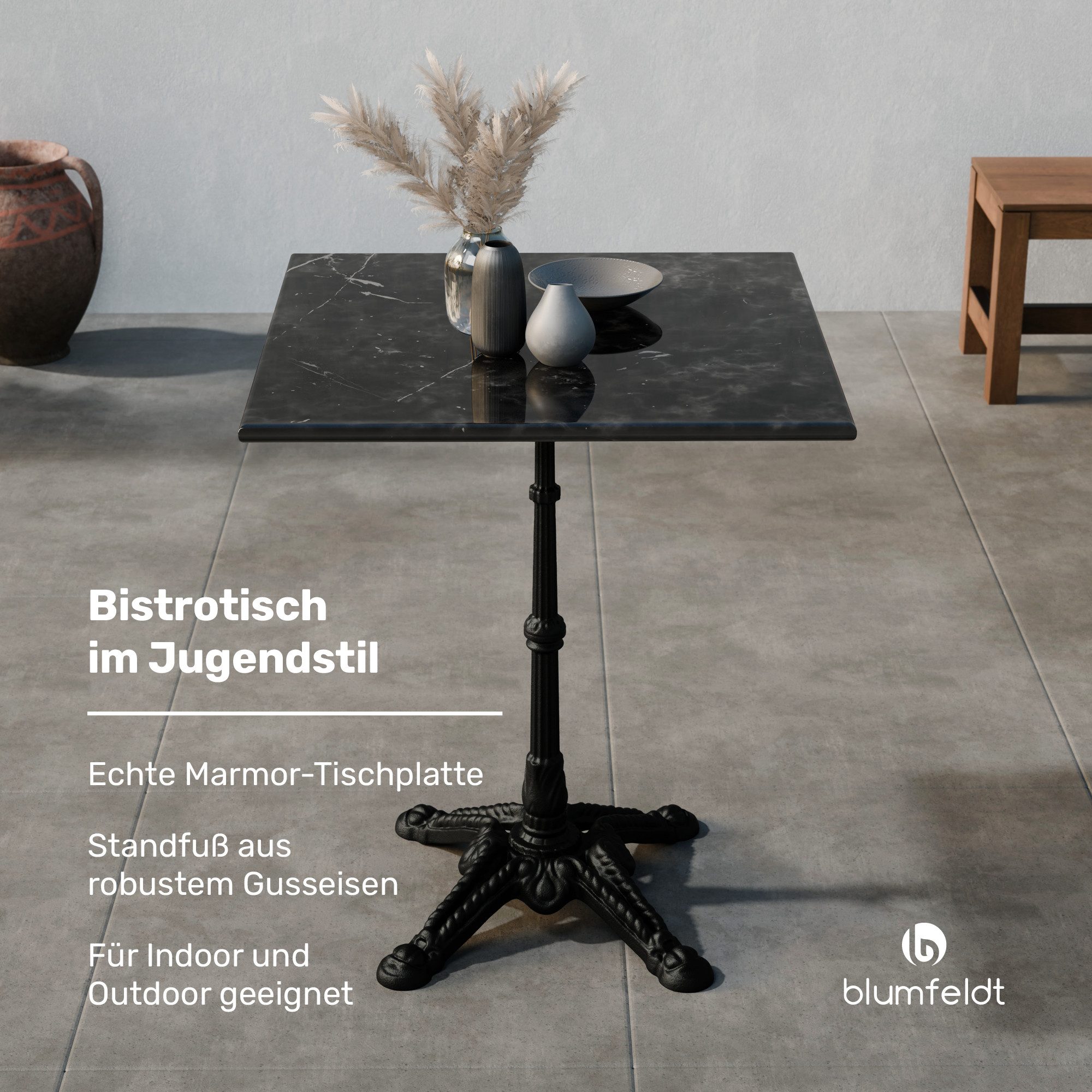 blumfeldt Beistelltisch Patras Bistrotisch eckig Marmortischplatte günstig online kaufen