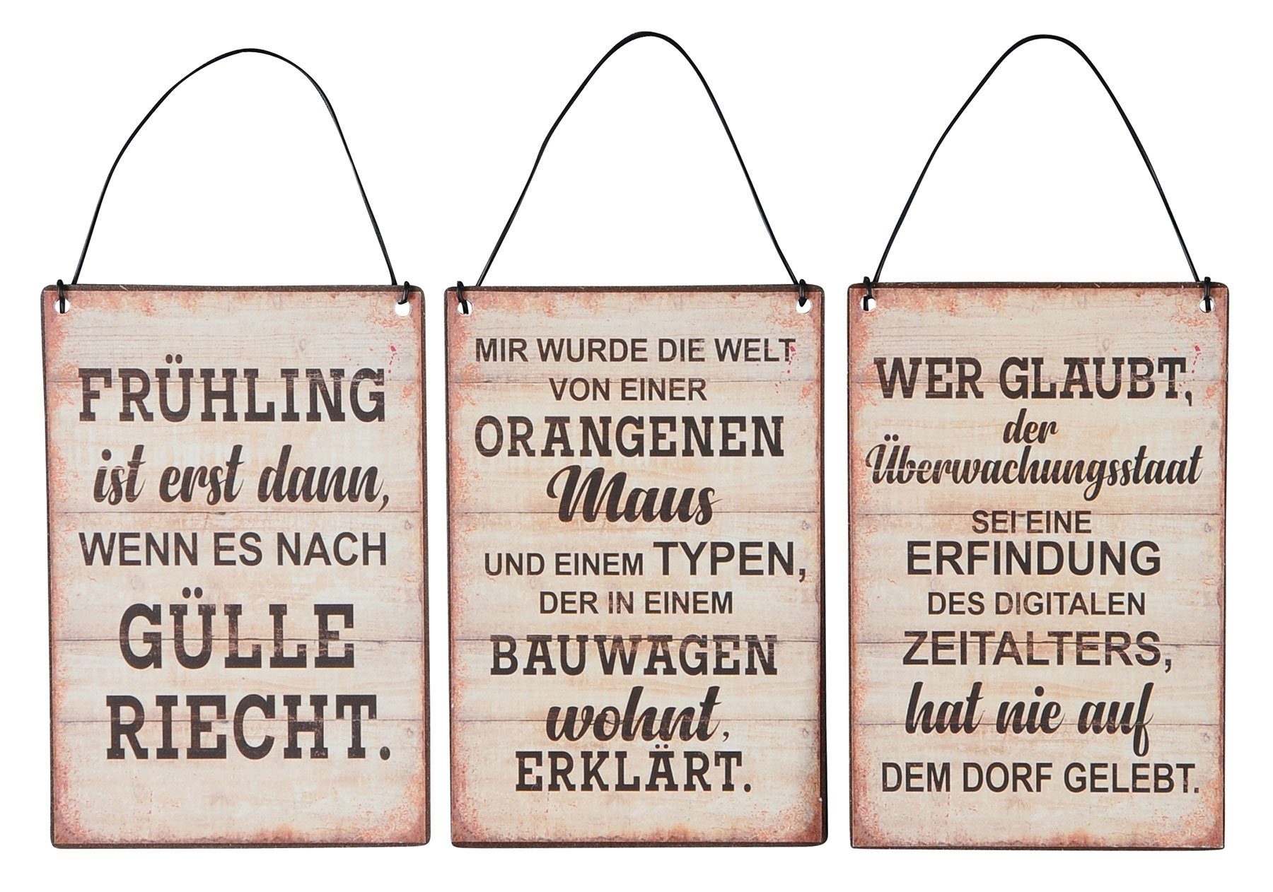 Levandeo® Wandbild, 3er Set Blechschilder H15cm günstig online kaufen