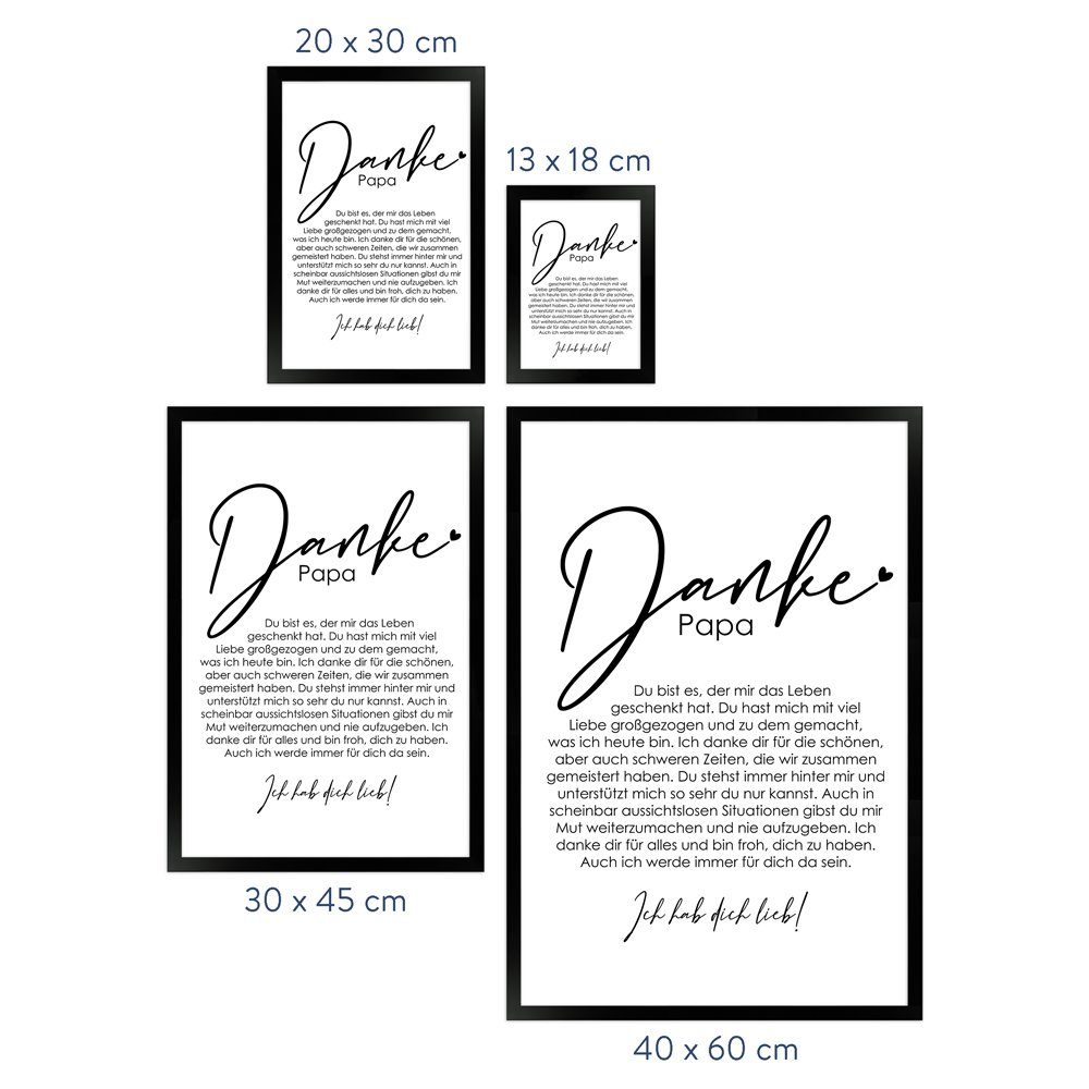 WANDStyle Bild mit Rahmen Danke Papa, von mir, Geschenk: Poster für Papa
