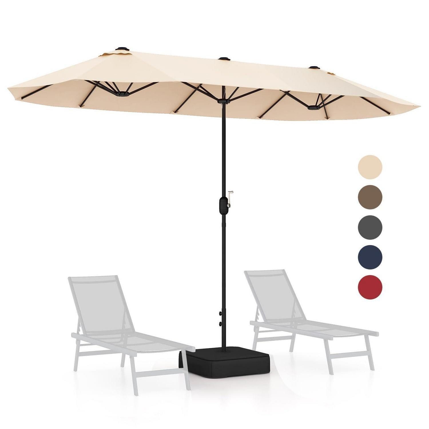 LuxusKollektion Balkonschirm Sonnenschirm Doppelsonnen 400x200cm Beige mit LED